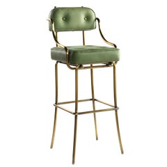 21st Century Leather Upholstered and Bronzed Frame Bar Stool, the Bar Chair