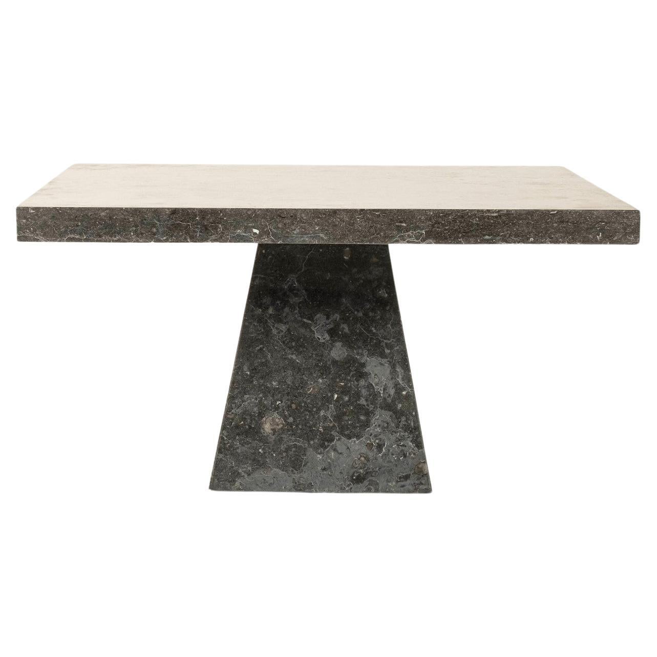 21st Century Leathered Black Marble Cocktail Table