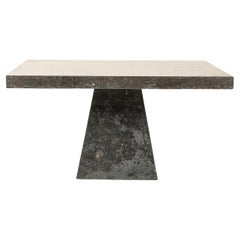 21st Century Leathered Black Marble Cocktail Table