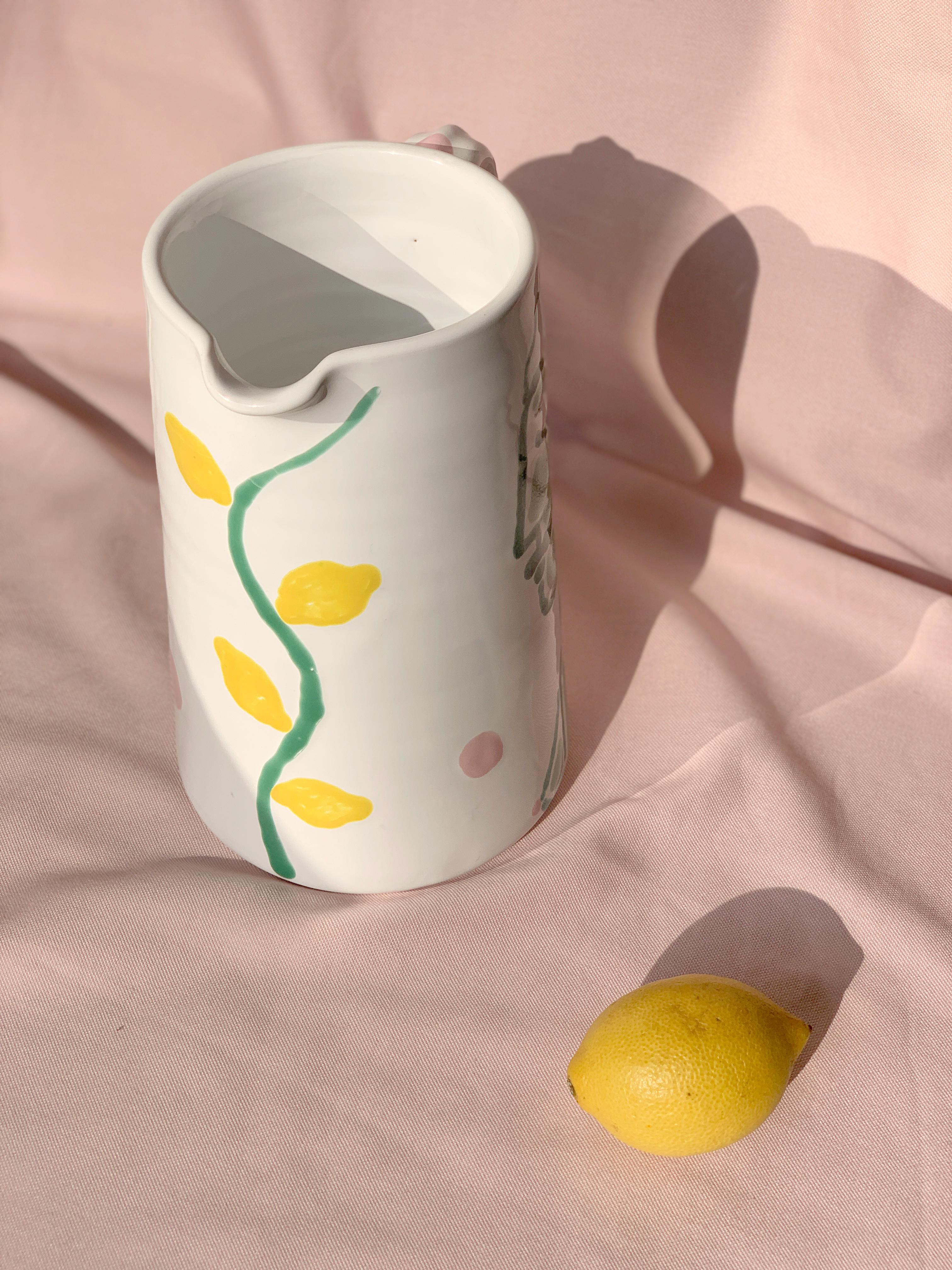 Italian 21st Century Lemon Jar Handmade and Hand Glazed in Italy by Ilaria Bianchi For Sale
