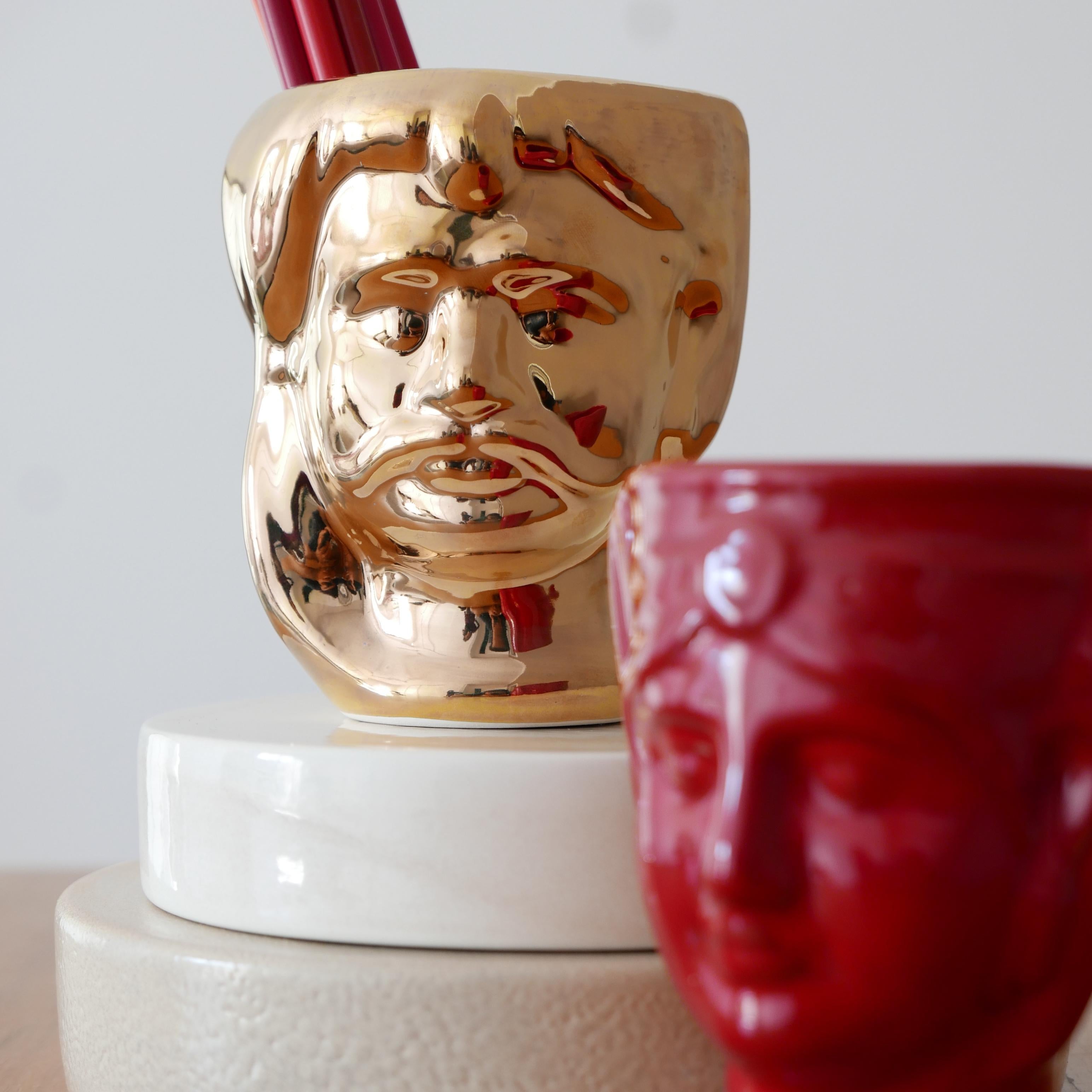 Contemporary 21st Century, Sicilian Moor' Head Ceramic Vases, Handmade Made in Italy 2 Pieces For Sale