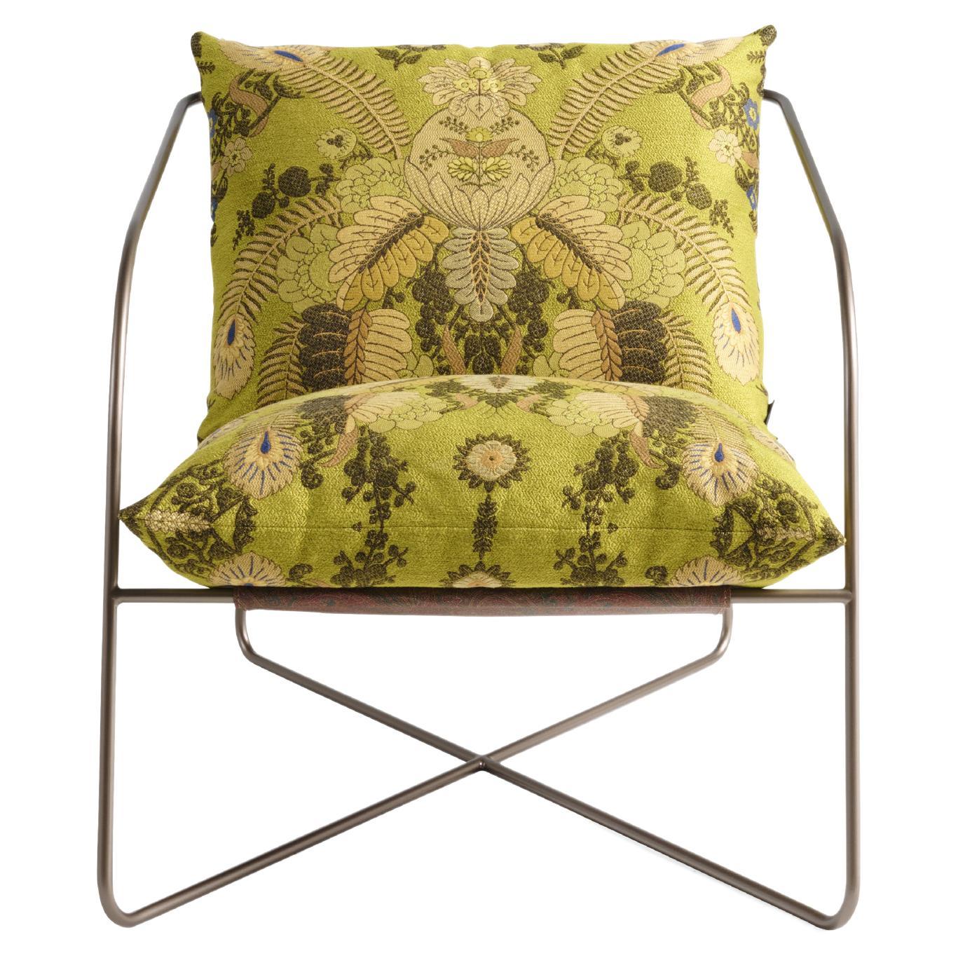 21st Century Levity Armchair in Green Jacquard Fabric by Etro Home Interiors