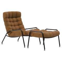 21st Century Liberty Armchair & Ottoman Nubuck Brass Walnut Made in Portugal