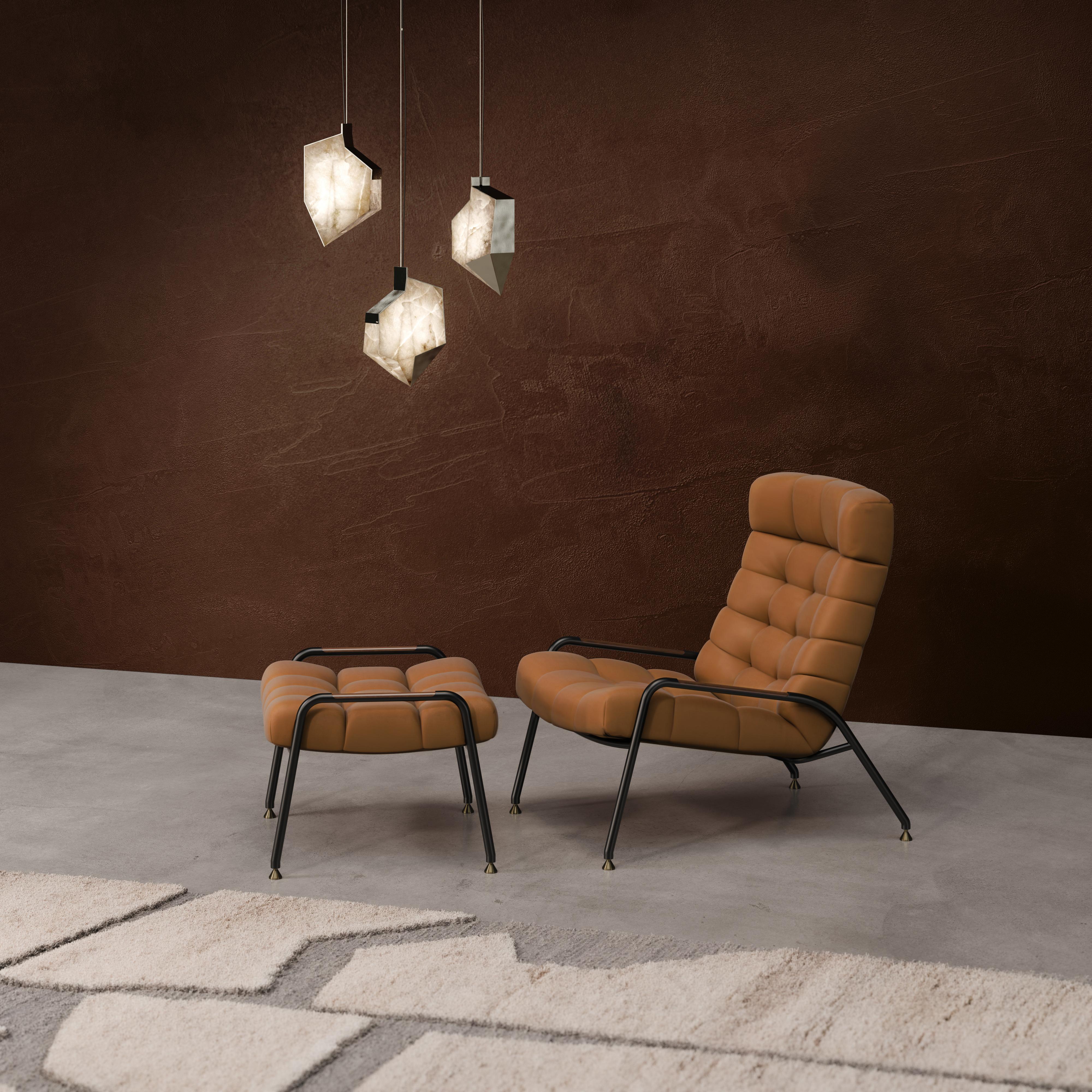 21st Liberty Armchair Nubuck Lux Brass Walnut Made in Portugal by Porus Studio In New Condition For Sale In RIO TINTO, PT