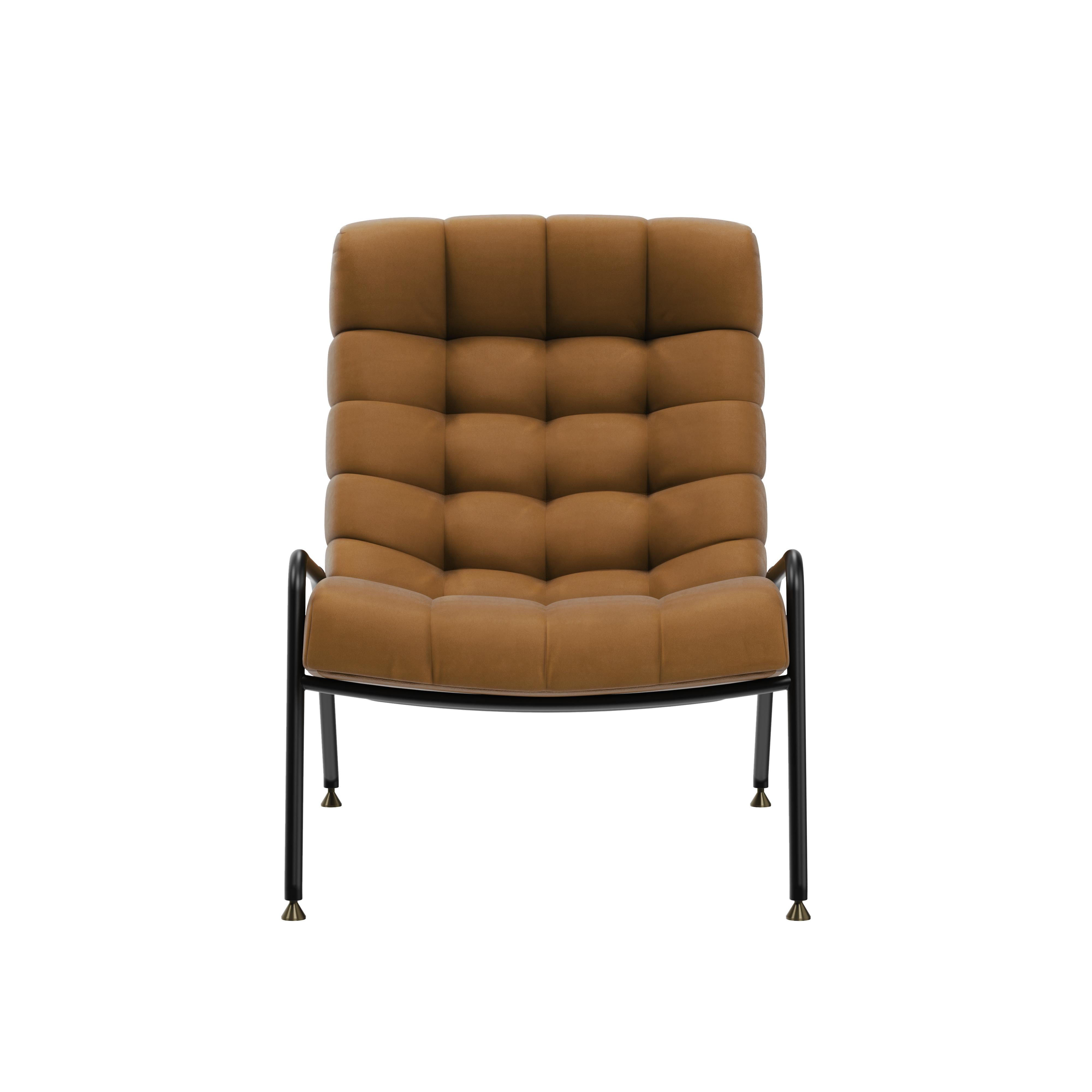 Portuguese 21st Liberty Armchair Nubuck Lux Brass Walnut Made in Portugal by Porus Studio For Sale