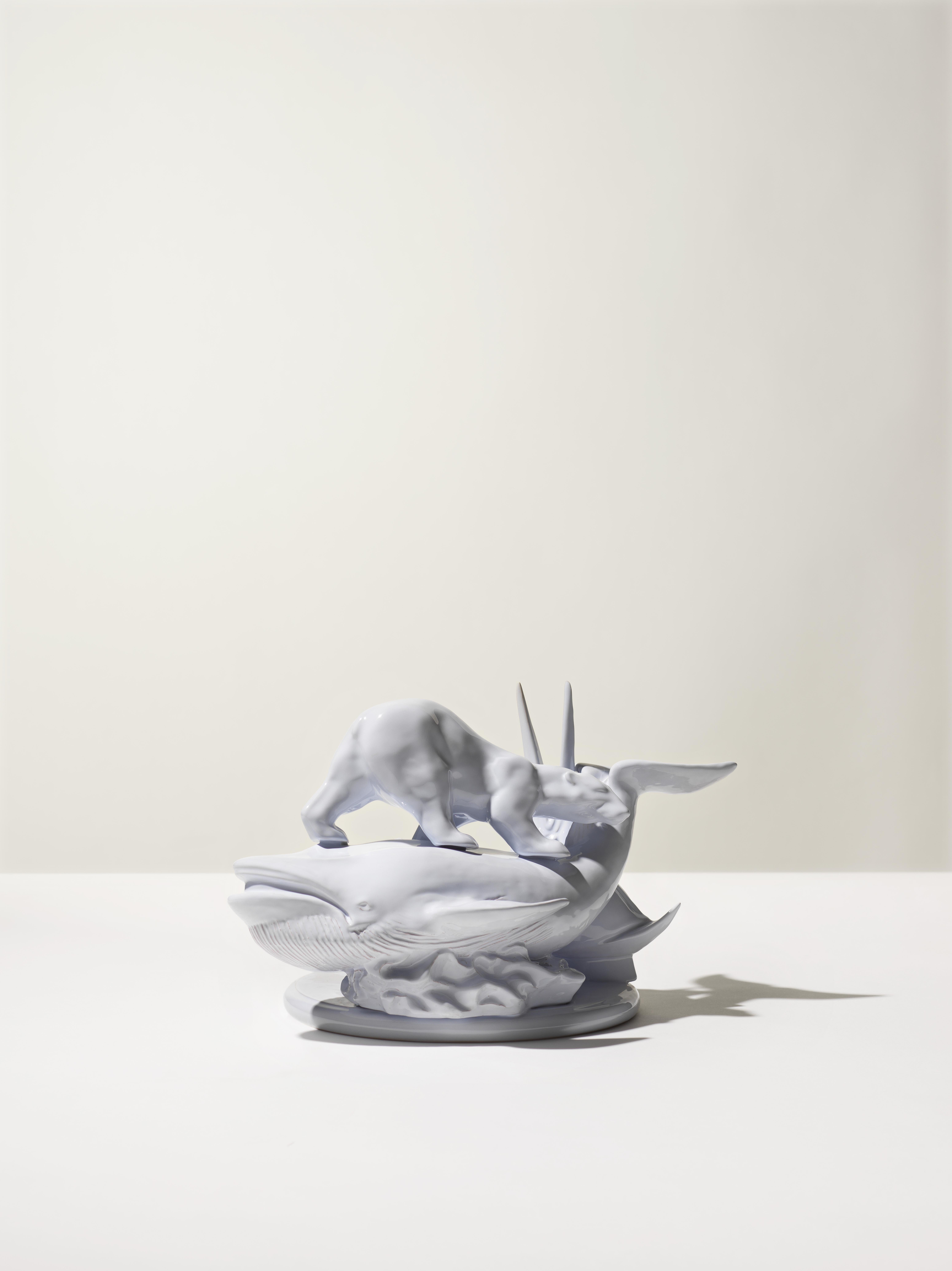 Hellblaue Skulptur des 21. Jahrhunderts von Ceramica Gatti, Designer A. Anastasio (Italienisch) im Angebot