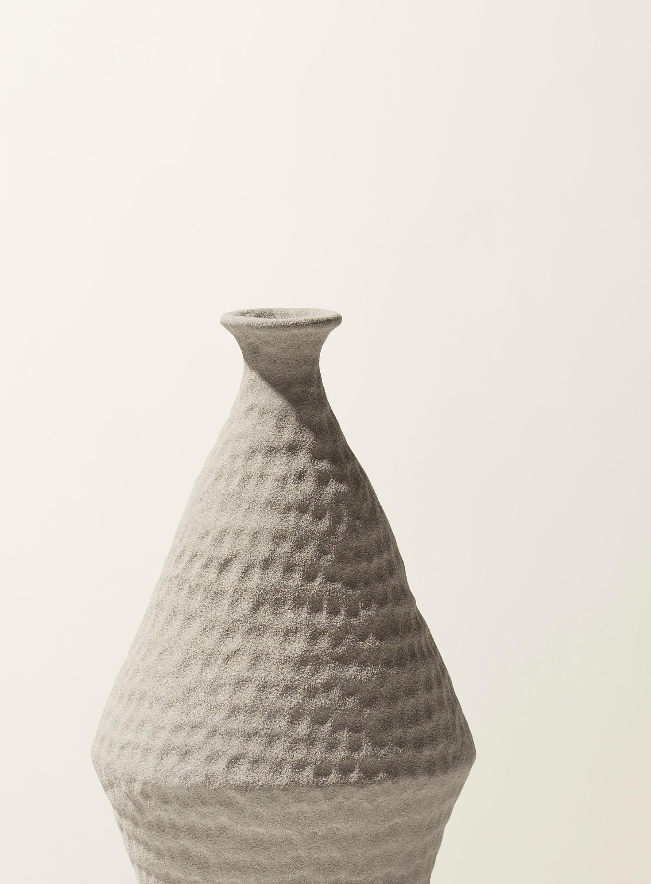 Enameled 21st Century Light Grey Matt Vase by Ceramica Gatti, designer A. Anastasio For Sale