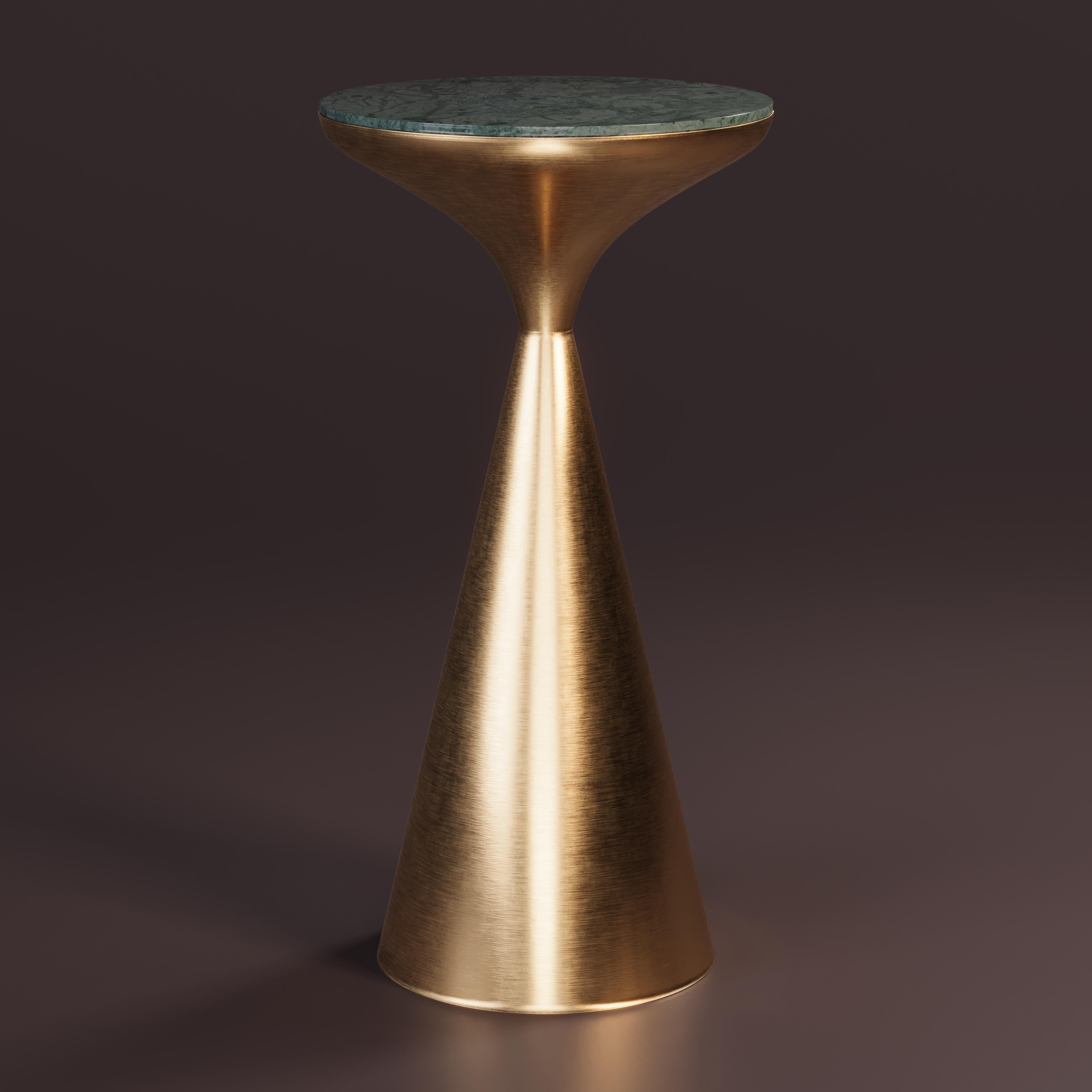 Portuguese 21st Century Lignum Side Table Brushed Brass and Marble by Porus For Sale