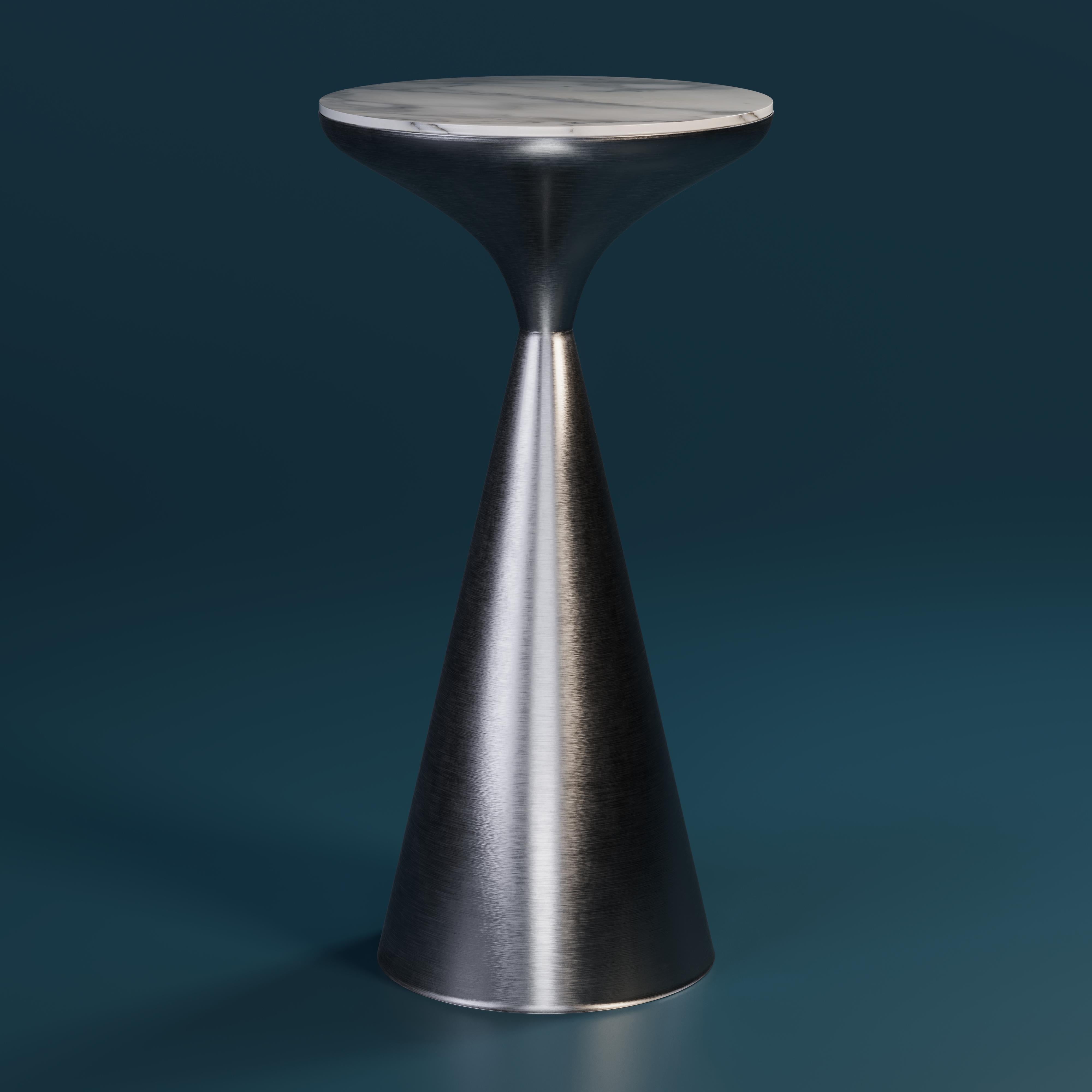 21st Century Lignum Side Table Brushed Brass and Marble by Porus In New Condition For Sale In RIO TINTO, PT