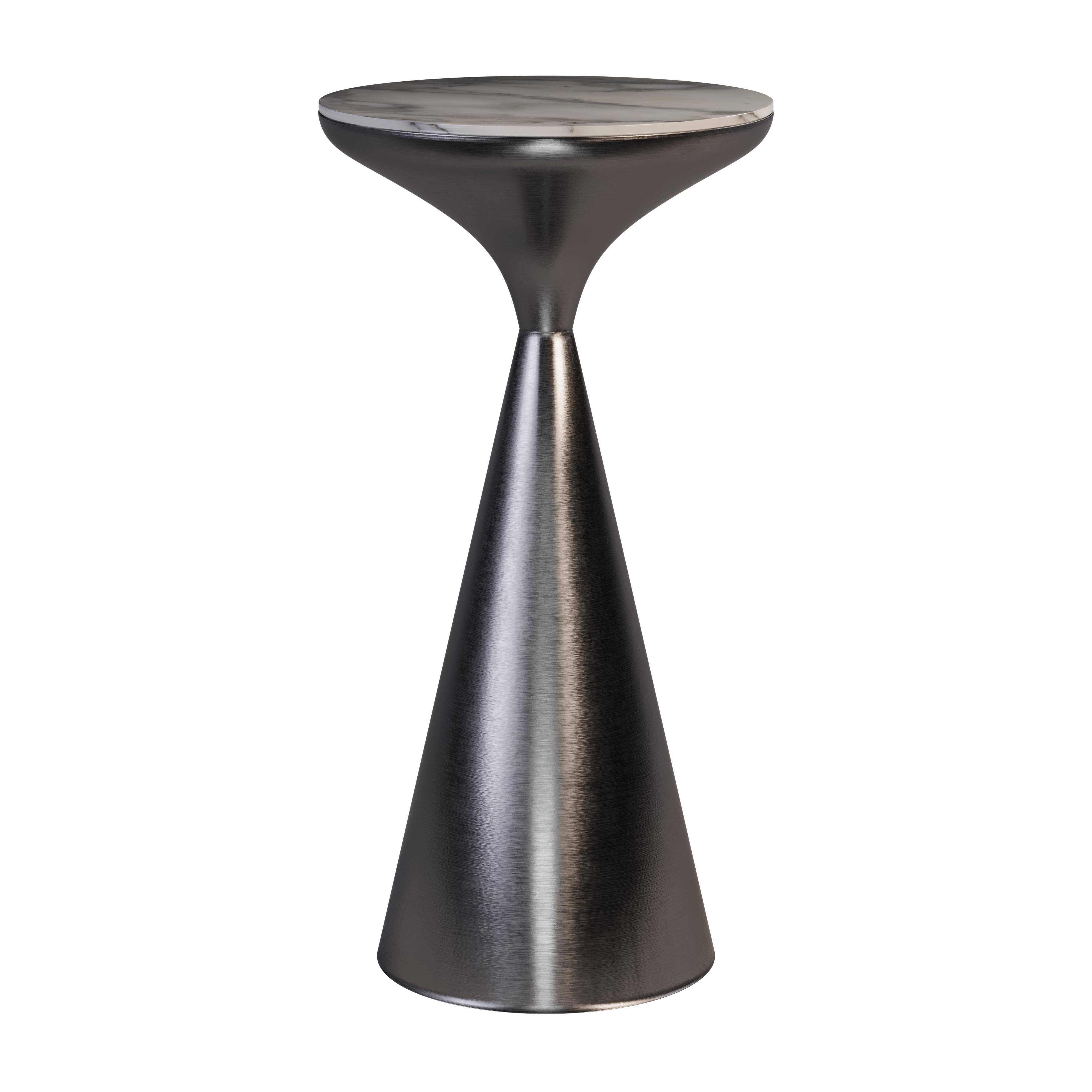 21st Century Lignum Side Table Brushed Brass and Marble by Porus For Sale 1