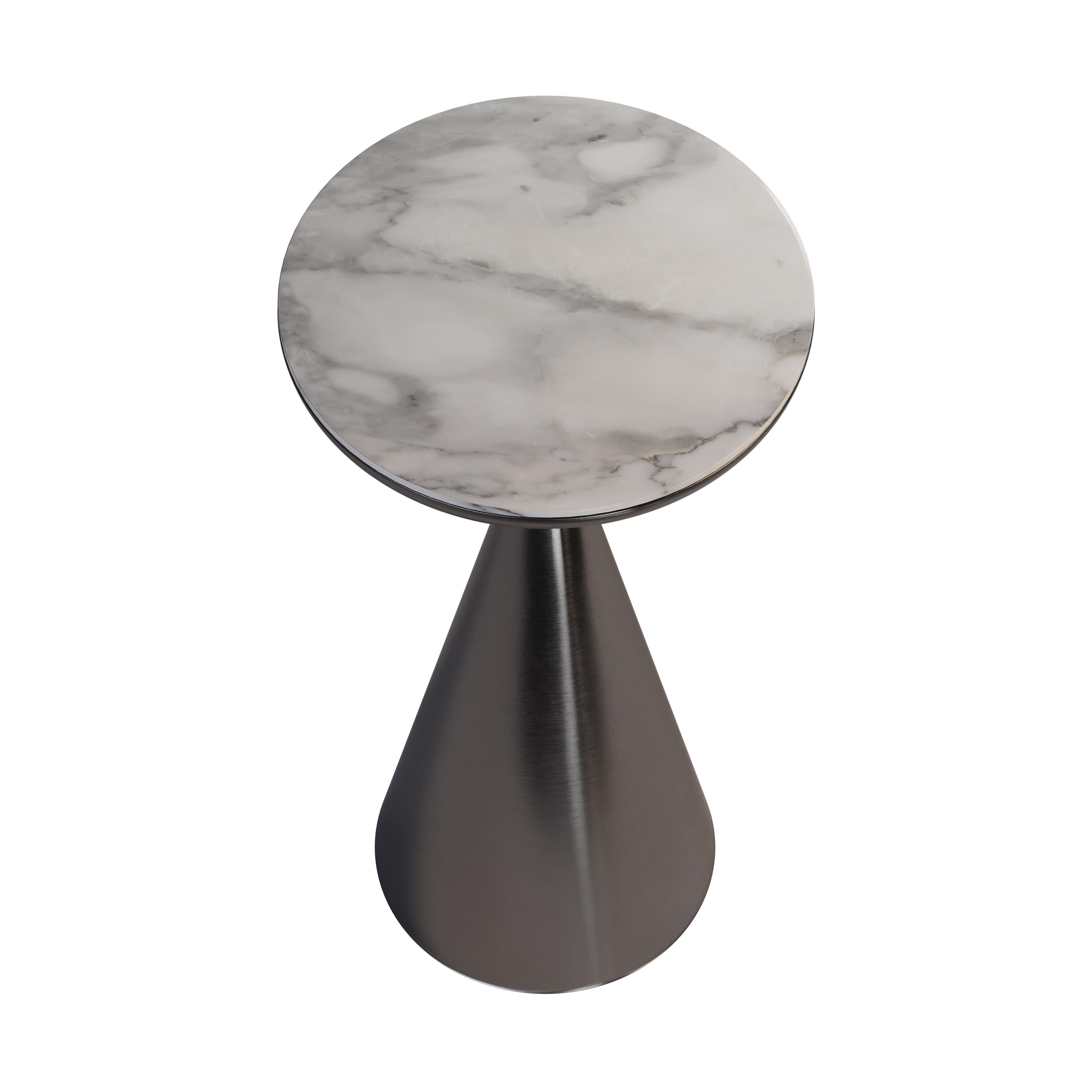 21st Century Lignum Side Table Brushed Brass and Marble by Porus For Sale 2