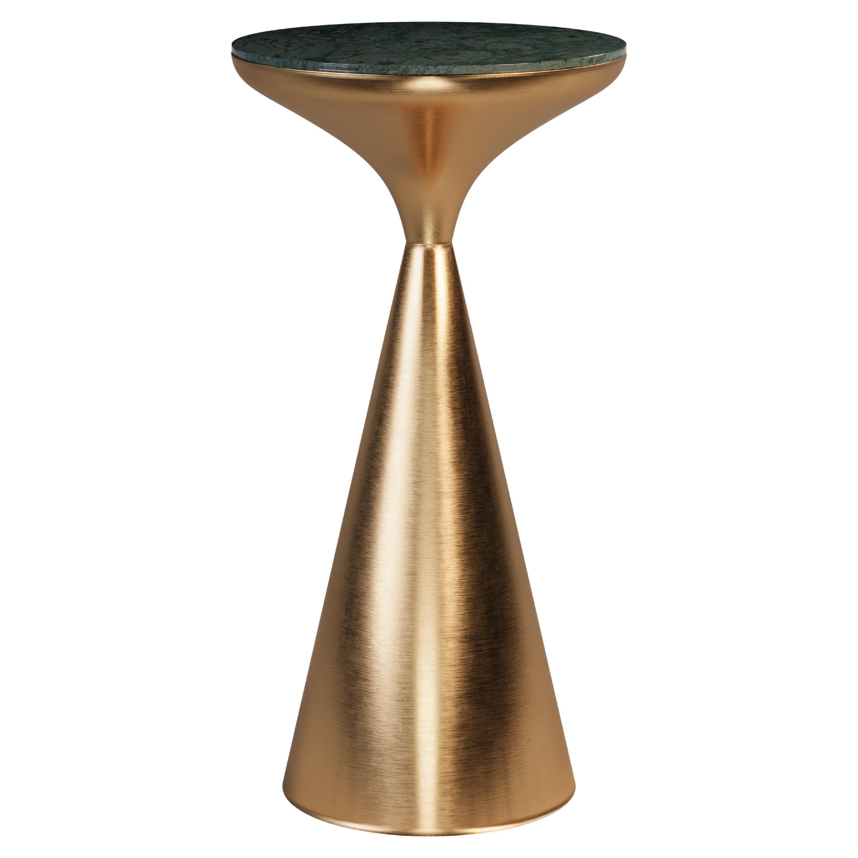 21st Century Lignum Side Table Brushed Brass and Marble by Porus For Sale