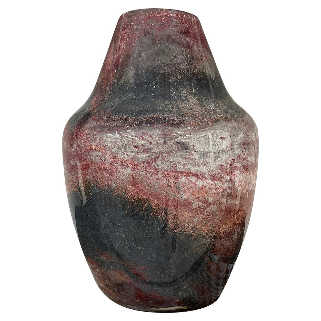 Vase simple italien en verre de Murano du 21e siècle de couleur lilas par le Studio Salvadore en vente