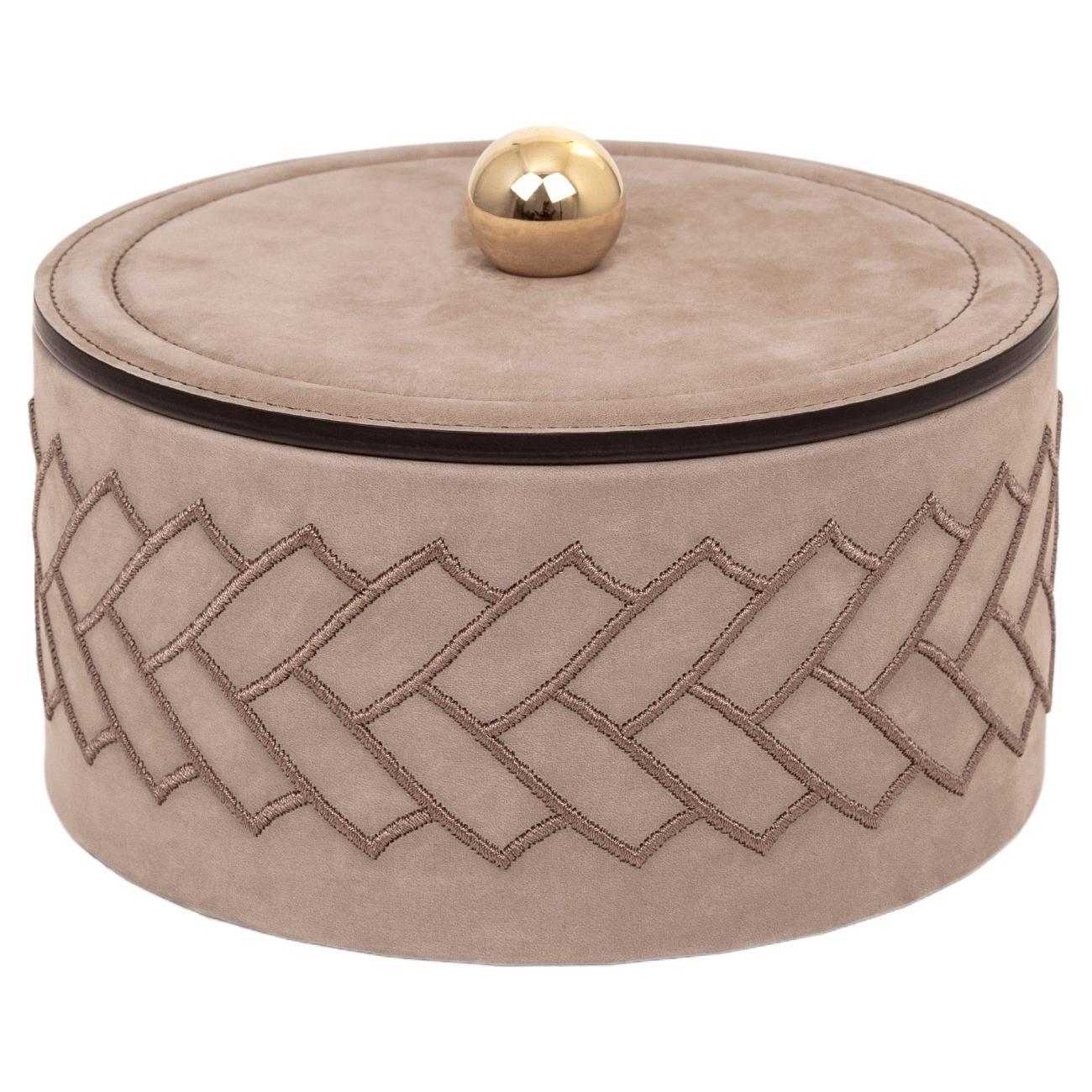 21st Century Lily Decorative Box in Nubuck Leather Handcrafed in Italy