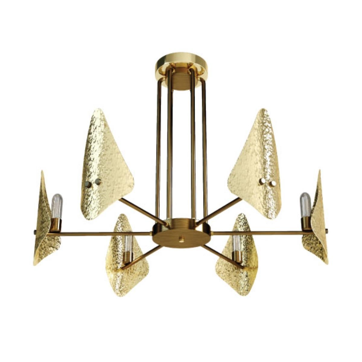 Portuguese 21st Century Lily Suspension Lamp Brass by Creativemary For Sale