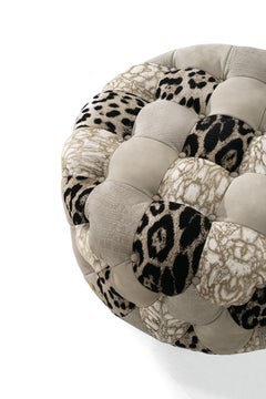 21st Century Limbo Round Pouf in Patchwork by Roberto Cavalli Home Interiors