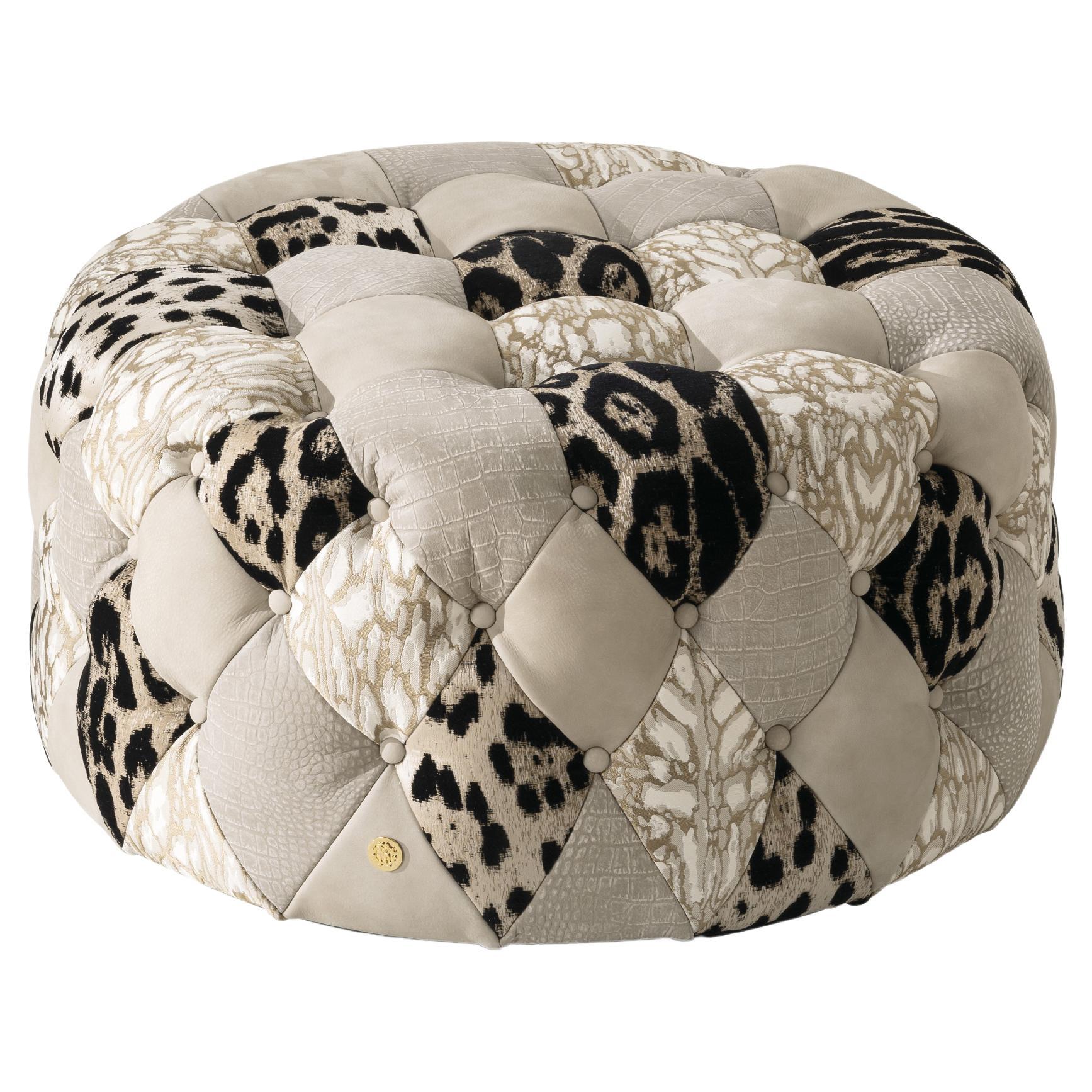 21st Century Limbo Round Pouf in Patchwork by Roberto Cavalli Home Interiors For Sale