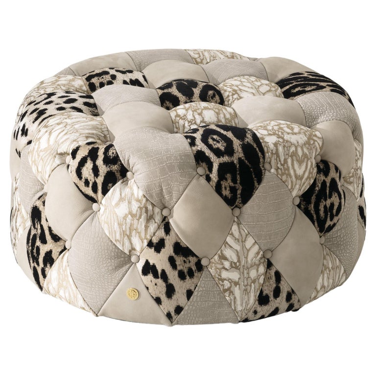 21st Century Limbo Round Pouf in Patchwork by Roberto Cavalli Home