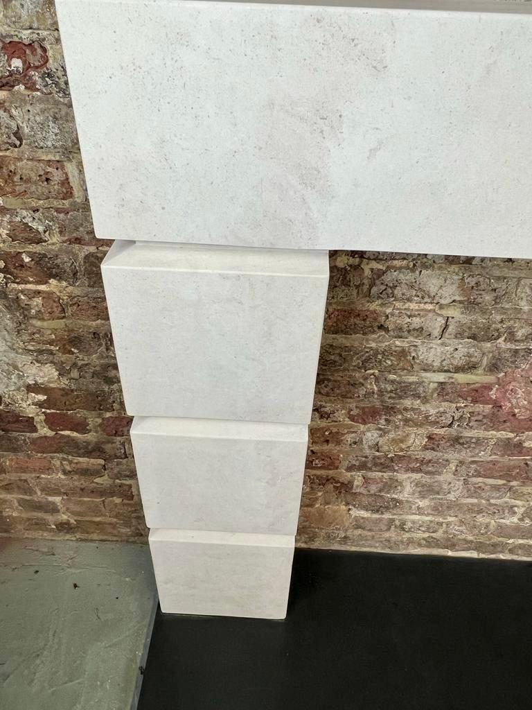 English 21st Century Limestone Deco Contemporary Mantlepiece For Sale