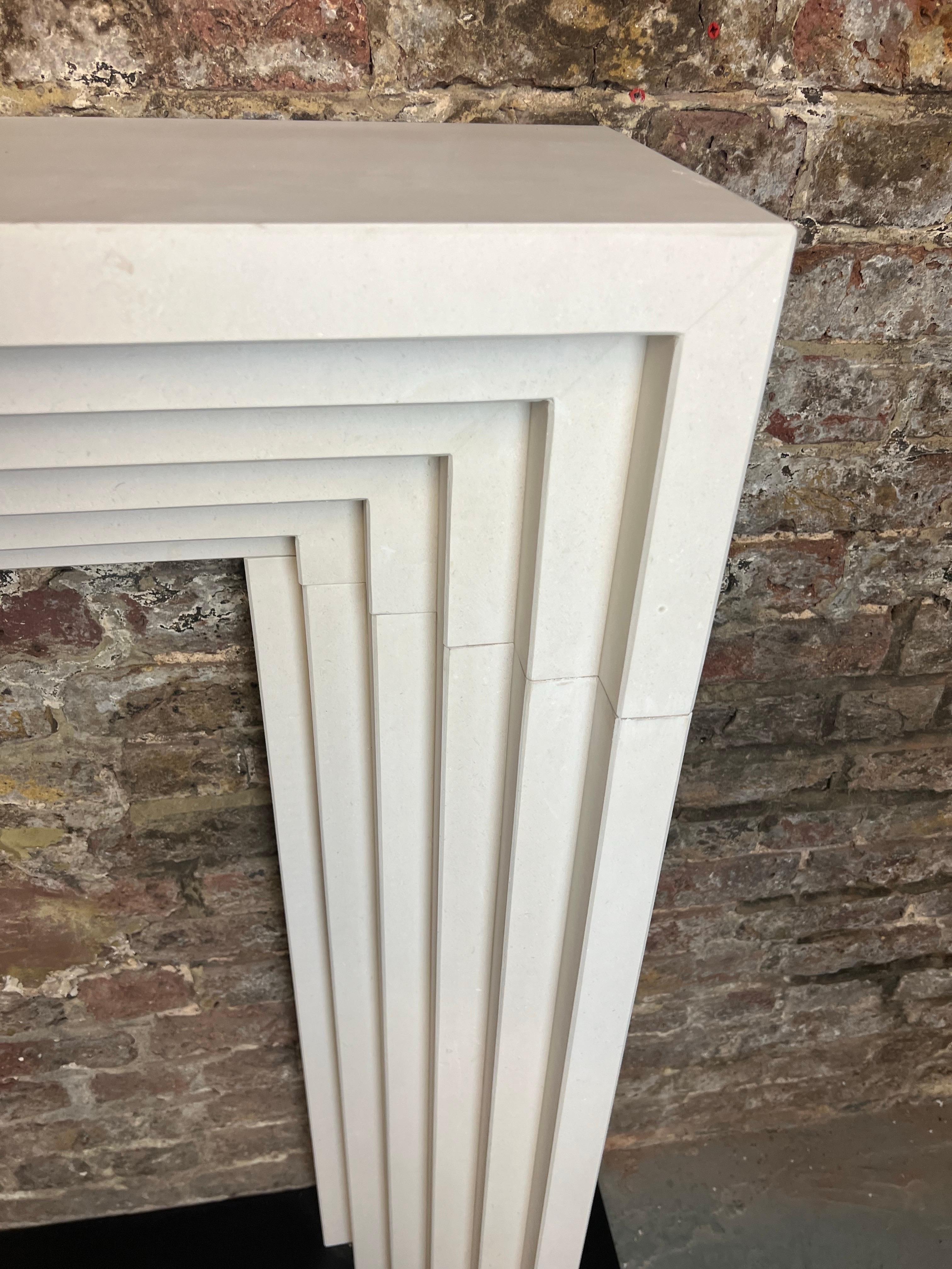 Art Deco 21st Century Limestone Fireplace Mantlepiece For Sale