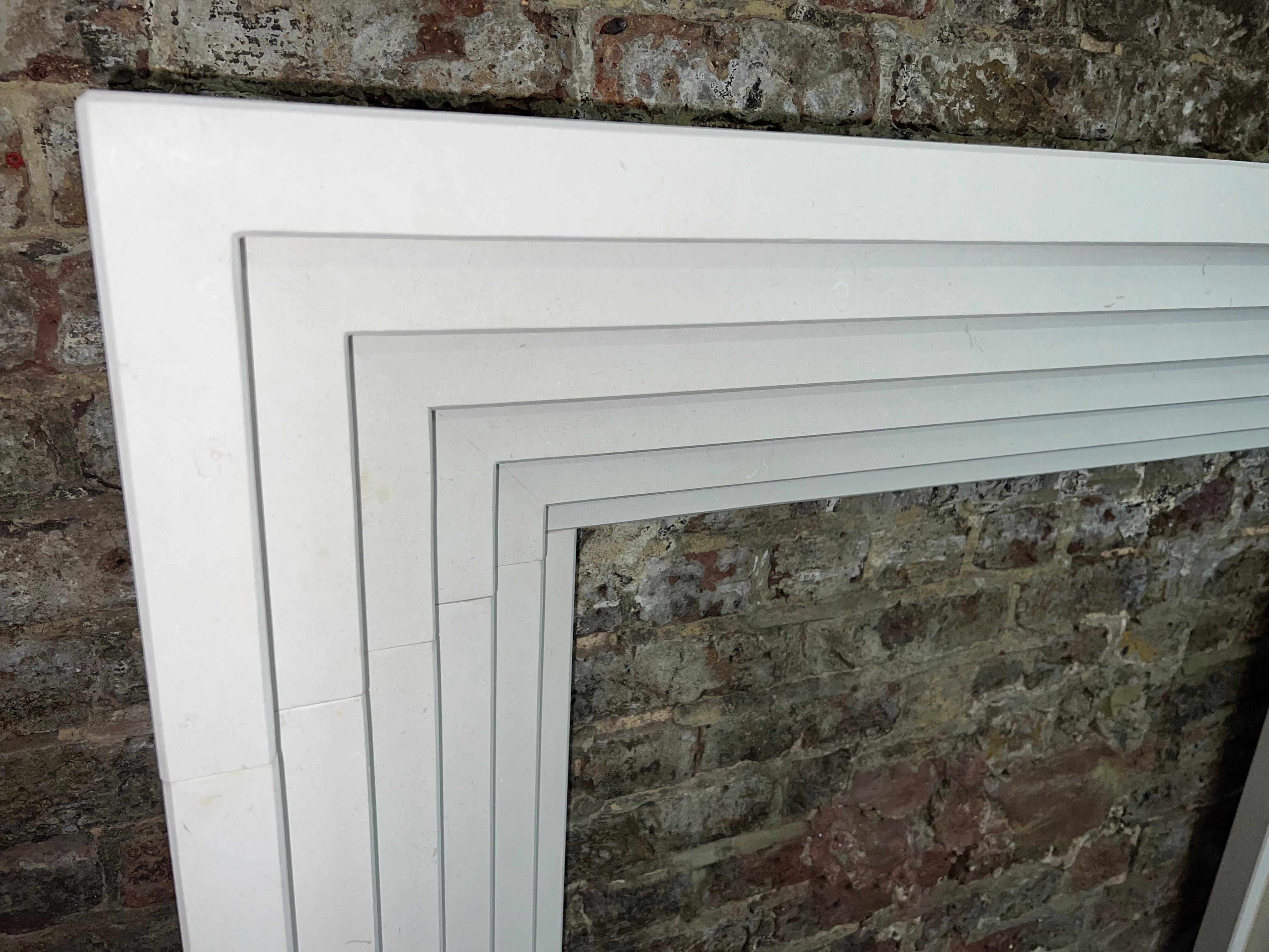 European 21st Century Limestone Fireplace Mantlepiece For Sale