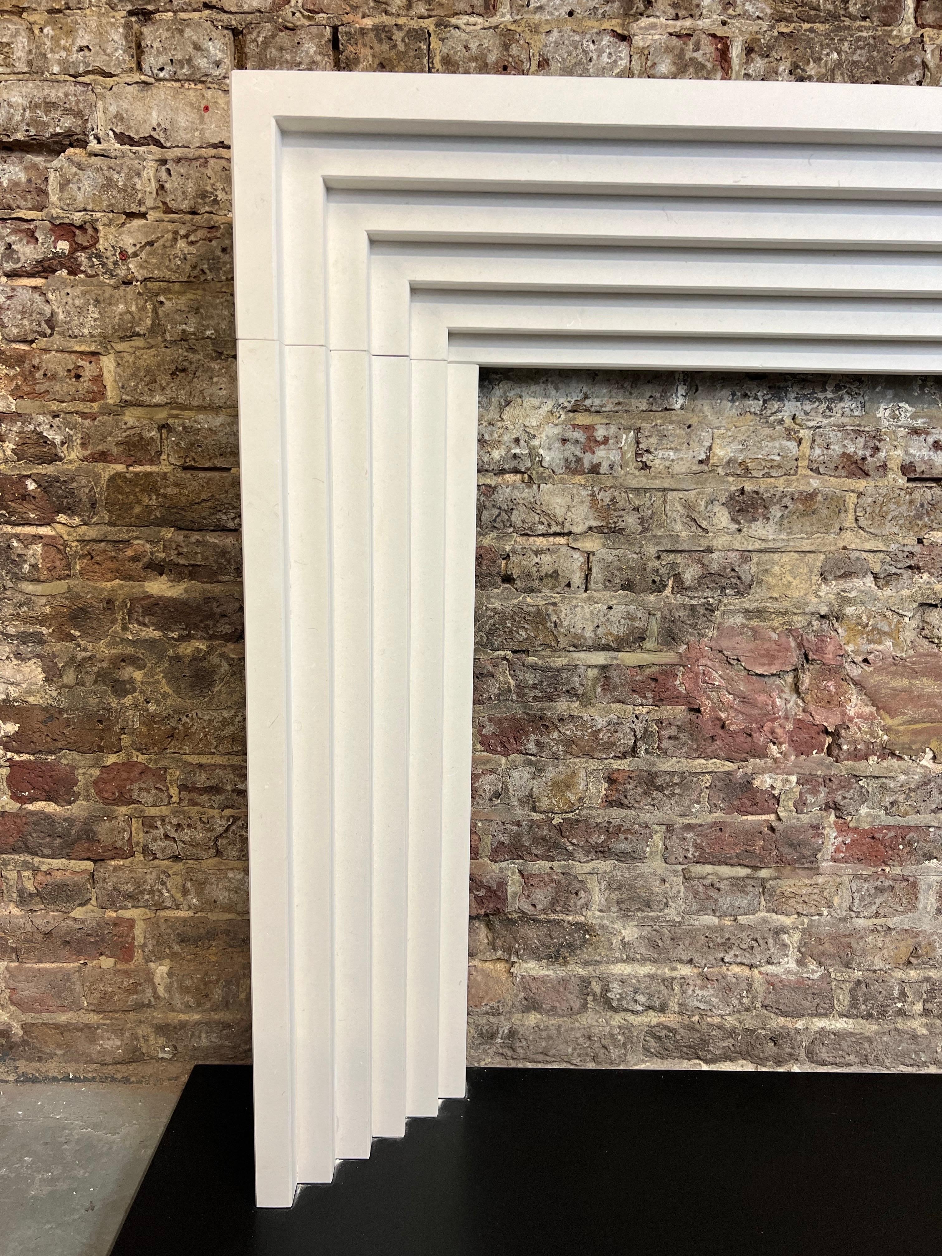Contemporary 21st Century Limestone Fireplace Mantlepiece For Sale