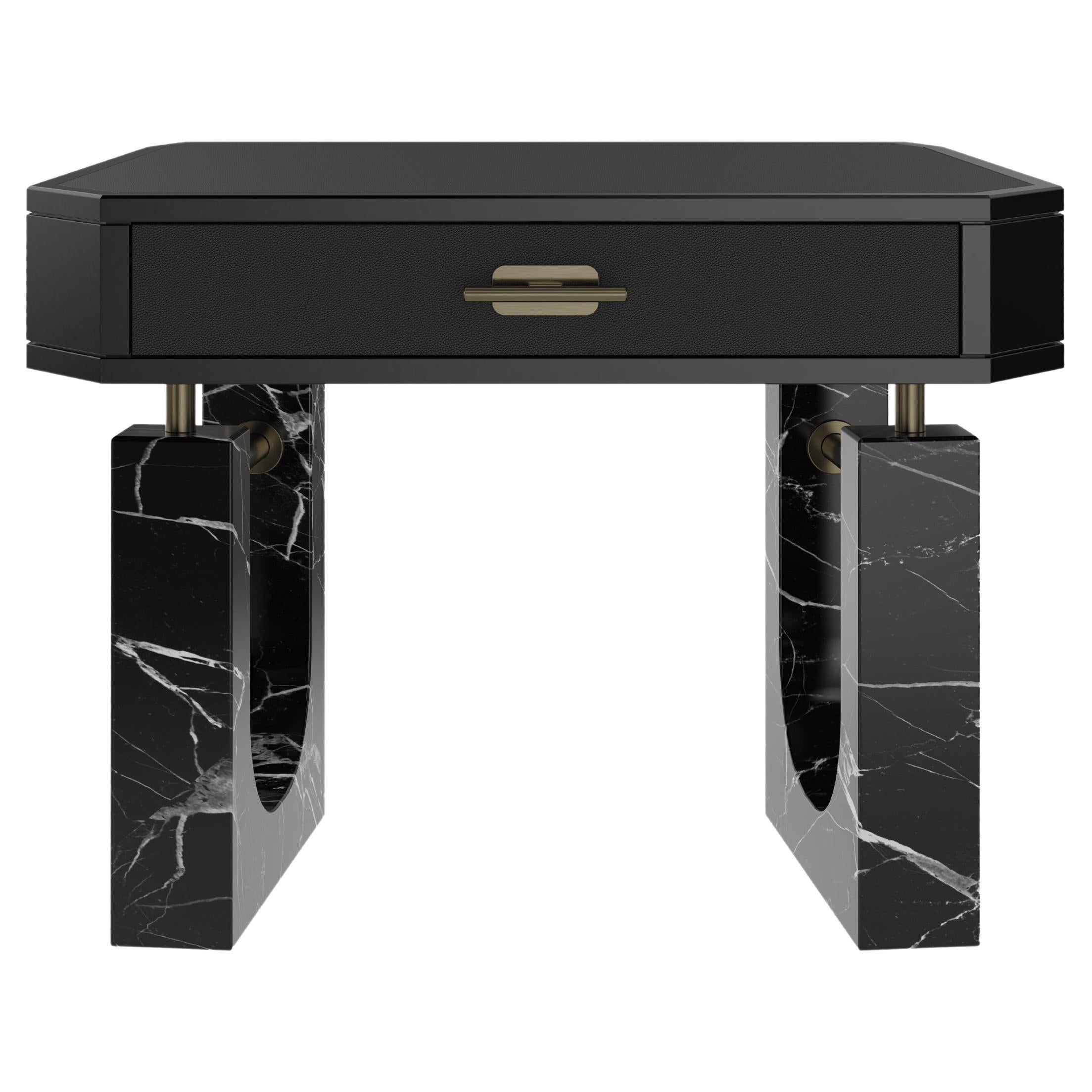 21st Century Lincoln  Bedside table  Marquina Marble by Porus For Sale
