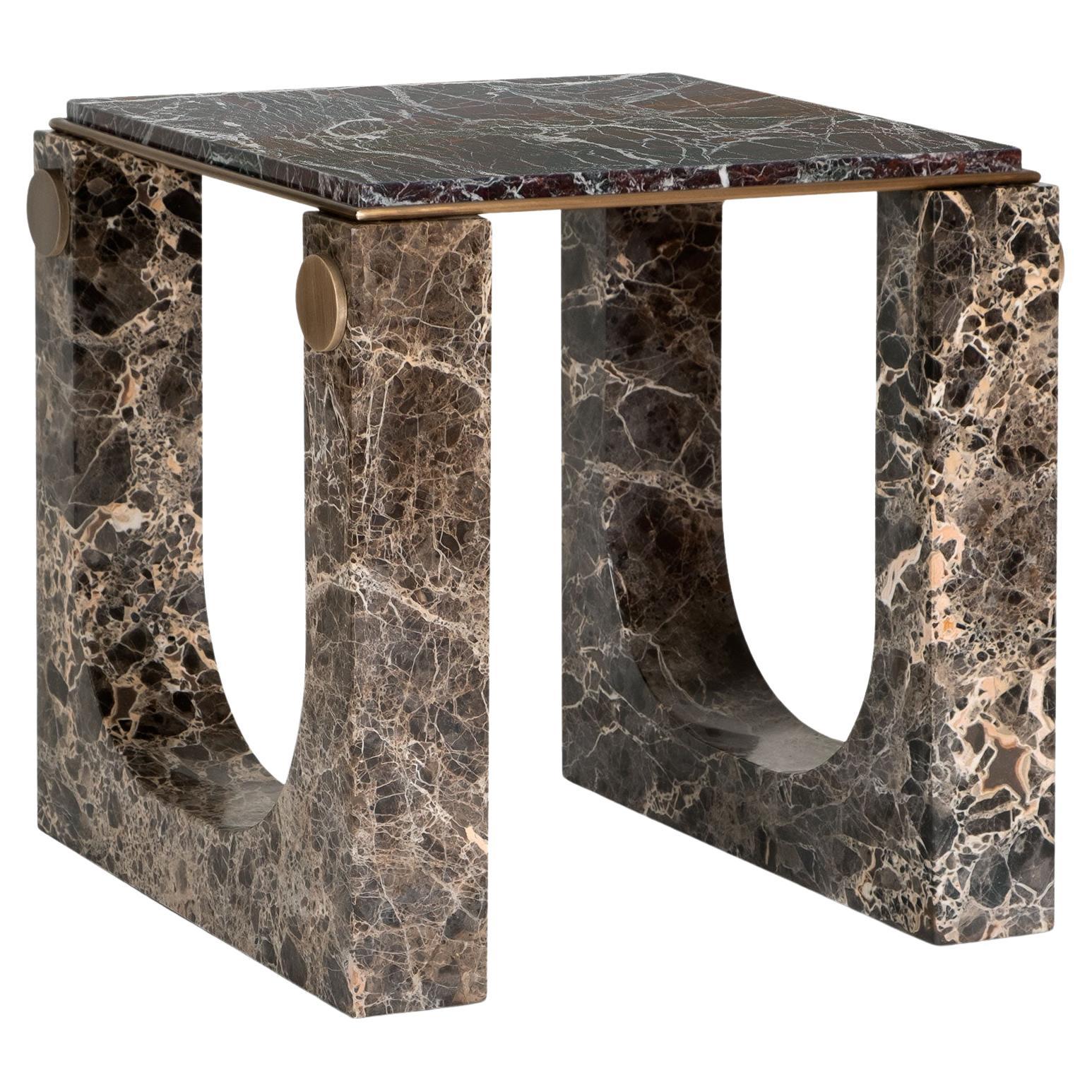 21st Century Lincoln Side Table Rosso Levanto Emperador