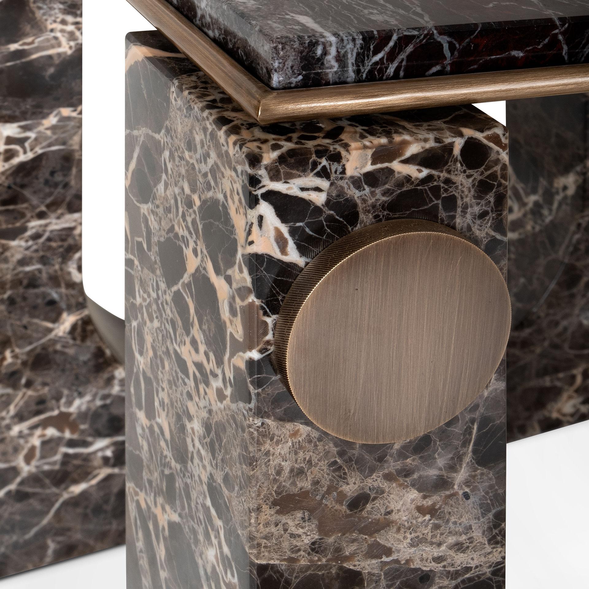 21st Lincoln Side Table Rosso Levanto Emperador Made in Portugal by Porus Studio Excellent état - En vente à RIO TINTO, PT