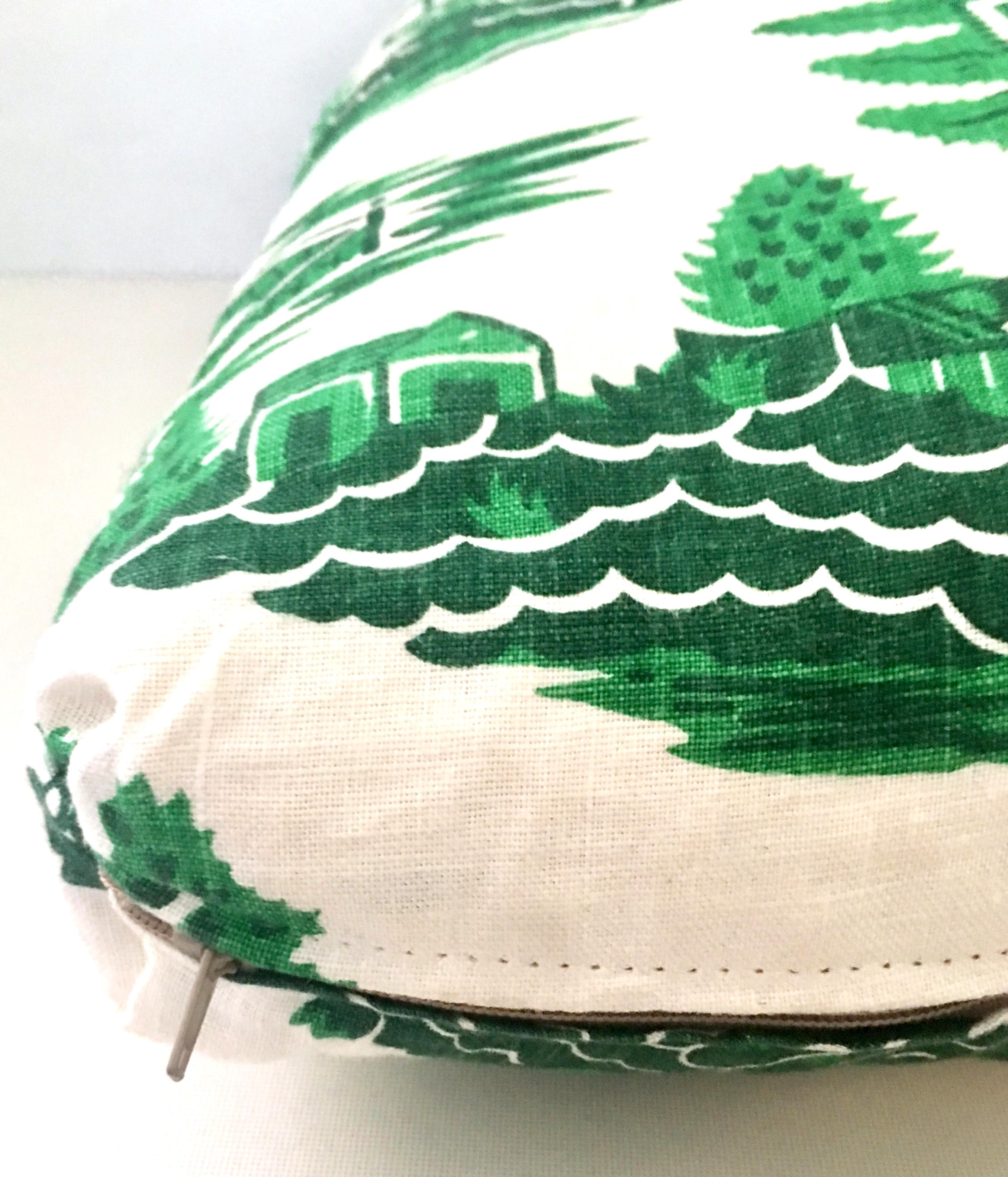 21st Century & New Printed Linen Down Filled Pillow By, Schumacher 3