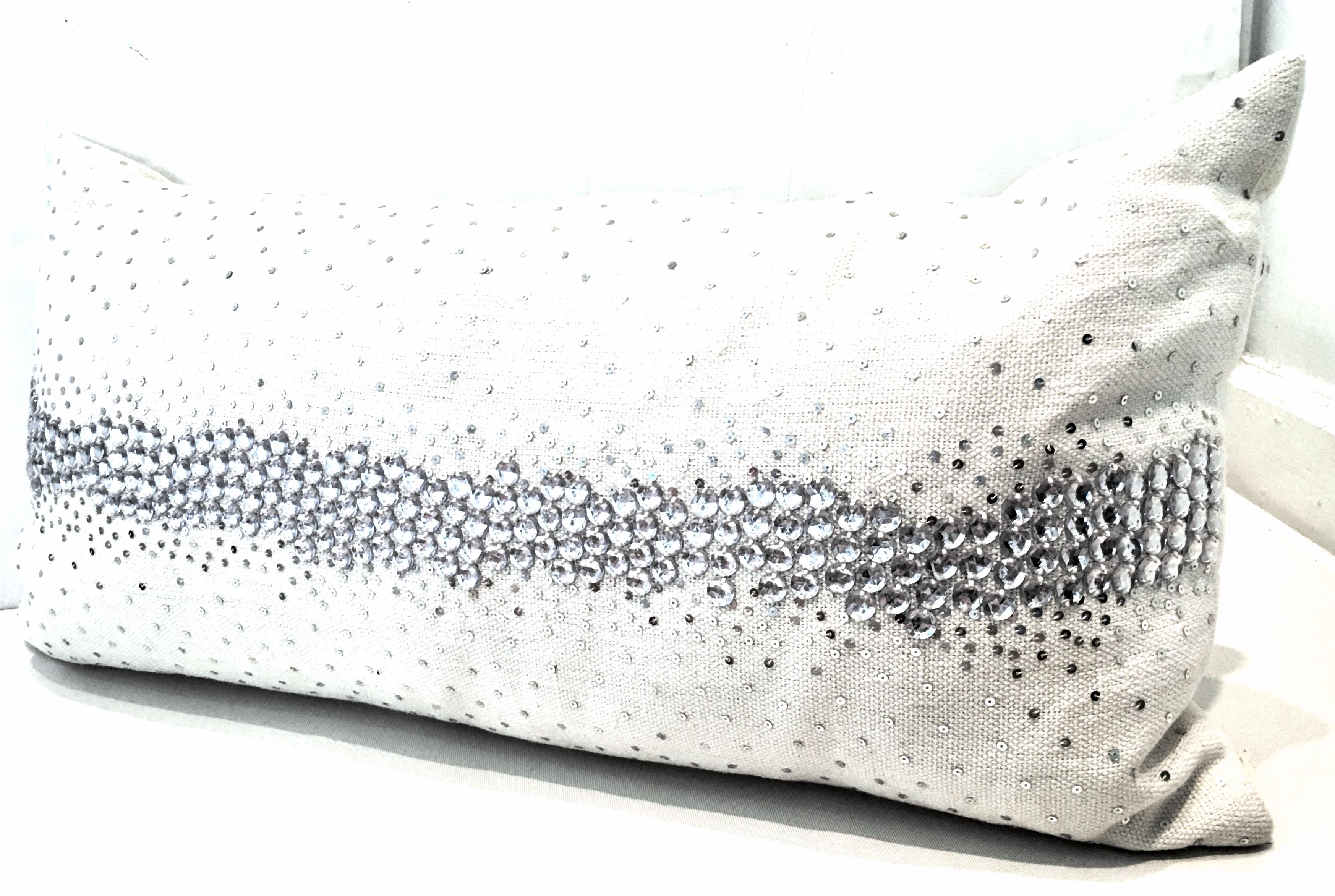 Indian 21st Century Linen & Crystal Down Bolster Pillow by, Sivaana For Sale