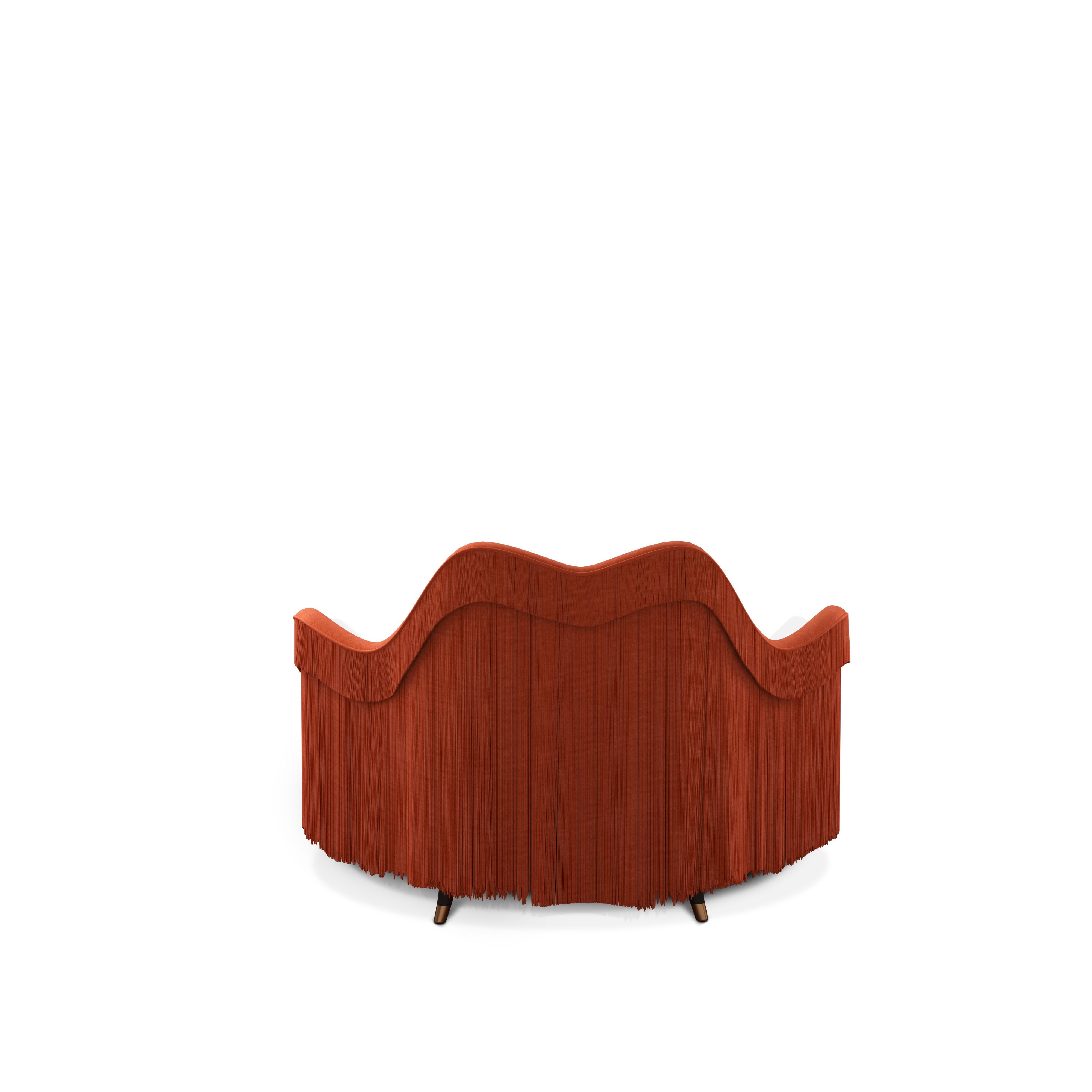 21st Century Lips-Inspired Jeane Fringes Armchair Cotton Velvet In New Condition For Sale In RIO TINTO, PT