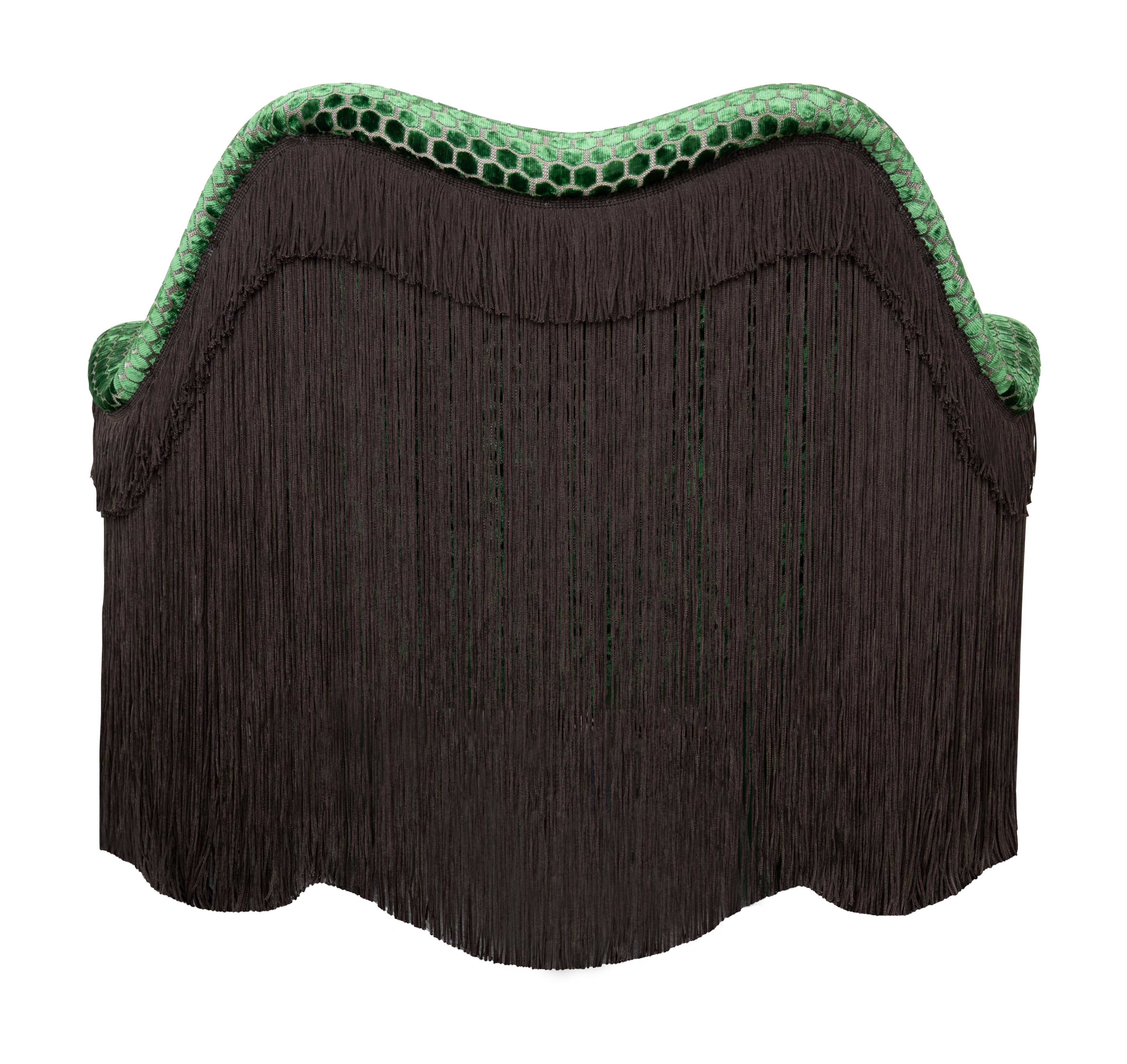 Contemporary 21st Century Lips-Inspired Jeane Fringes Armchair Velvet Handmade in Portugal For Sale