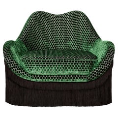 21st Century Lips-Inspired Jeane Fringes Armchair Velvet Handmade in Portugal