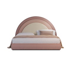 21ème siècle Lit Lisi Velours Noyer Wood Wood Brass Fait à la main au Portugal par Ottiu