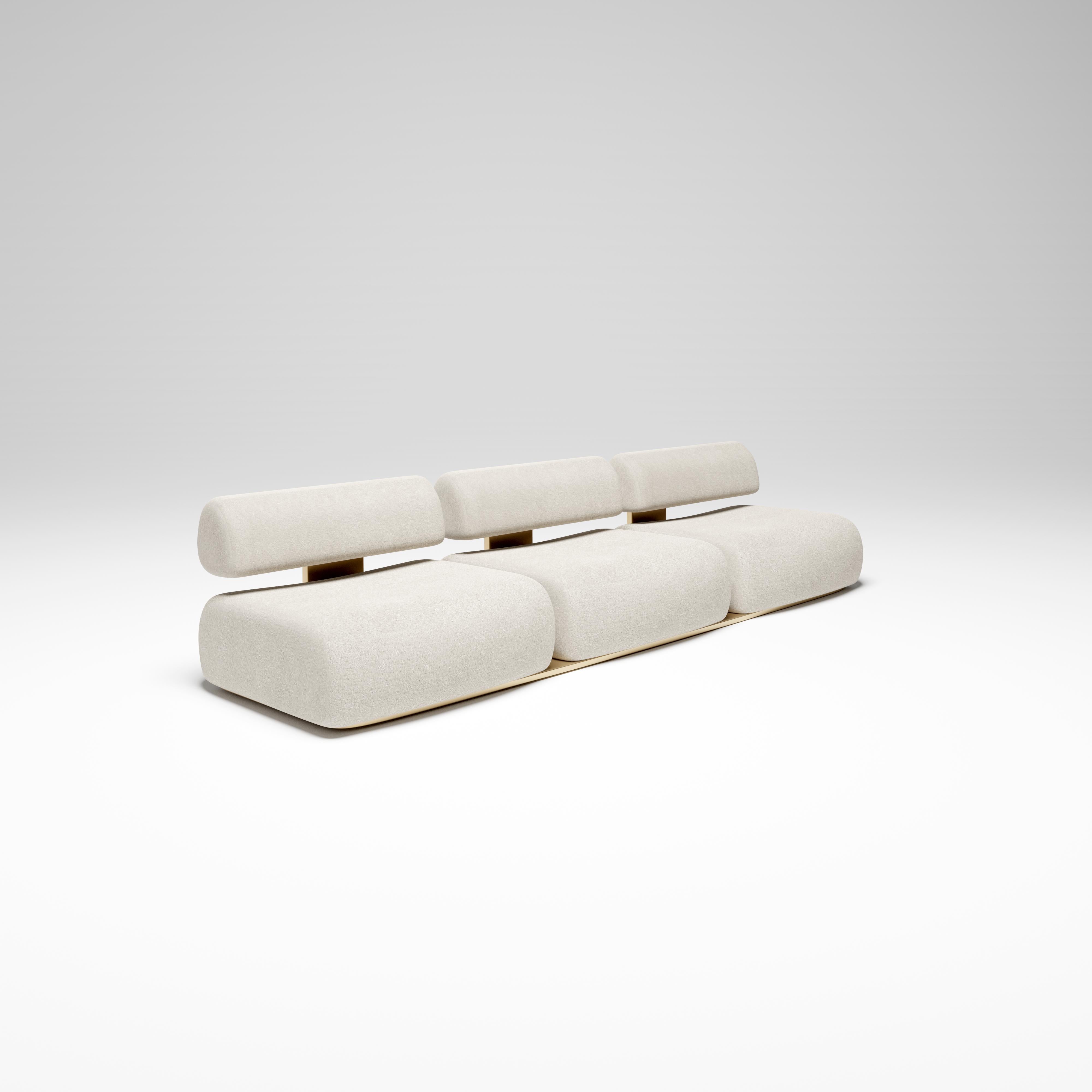 Introducing Libre low straight sofa, the second element in Lounge 22, the latest seating collection designed and produced by Studio SORS. 

True to it's name, Libre Low is a free and open, armless low sitting lounge sofa. Supported by a brass or