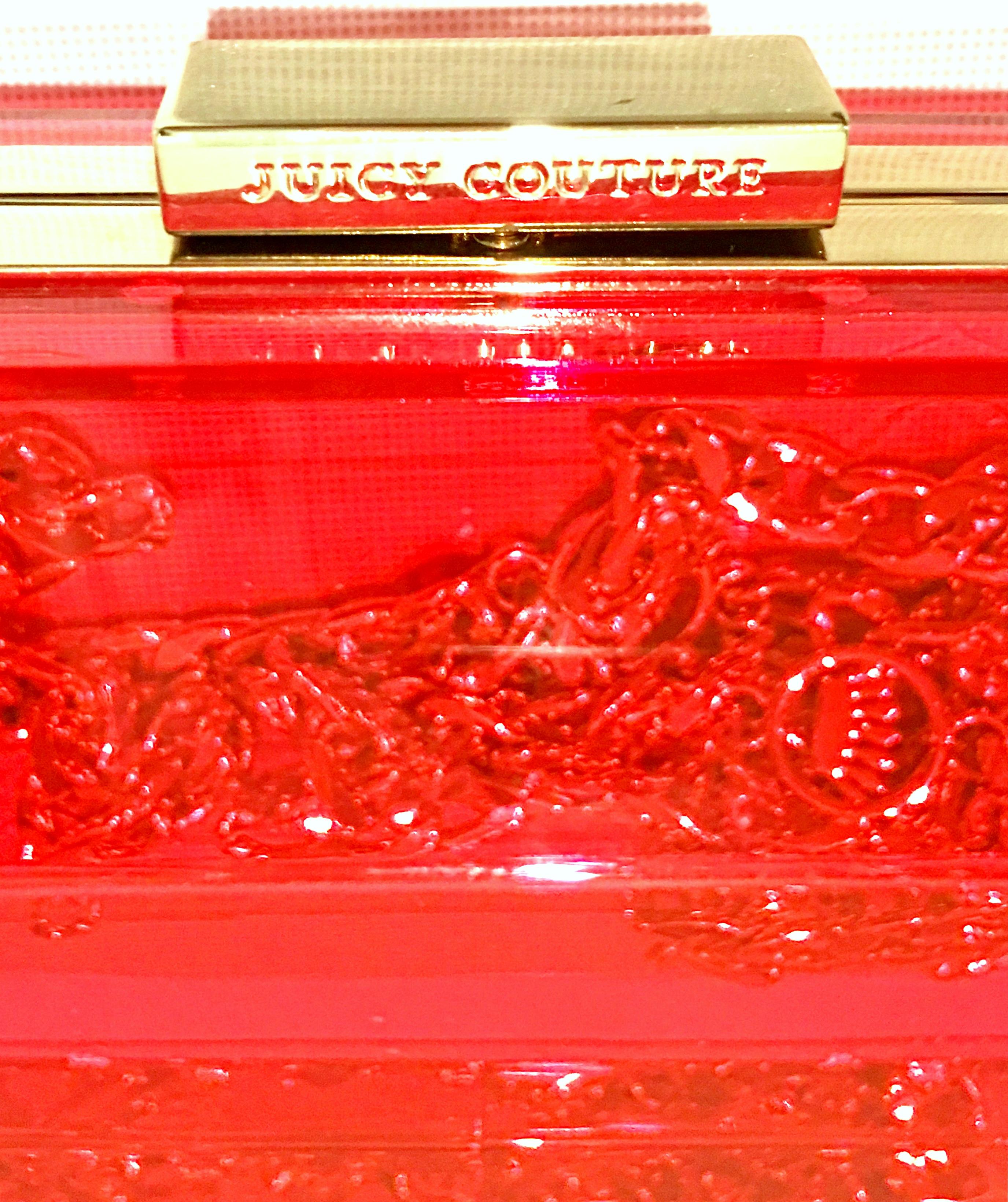 21st Century Lucite & Gold Minaudiere Clutch Hand Bag By, Juicy Couture For Sale 3
