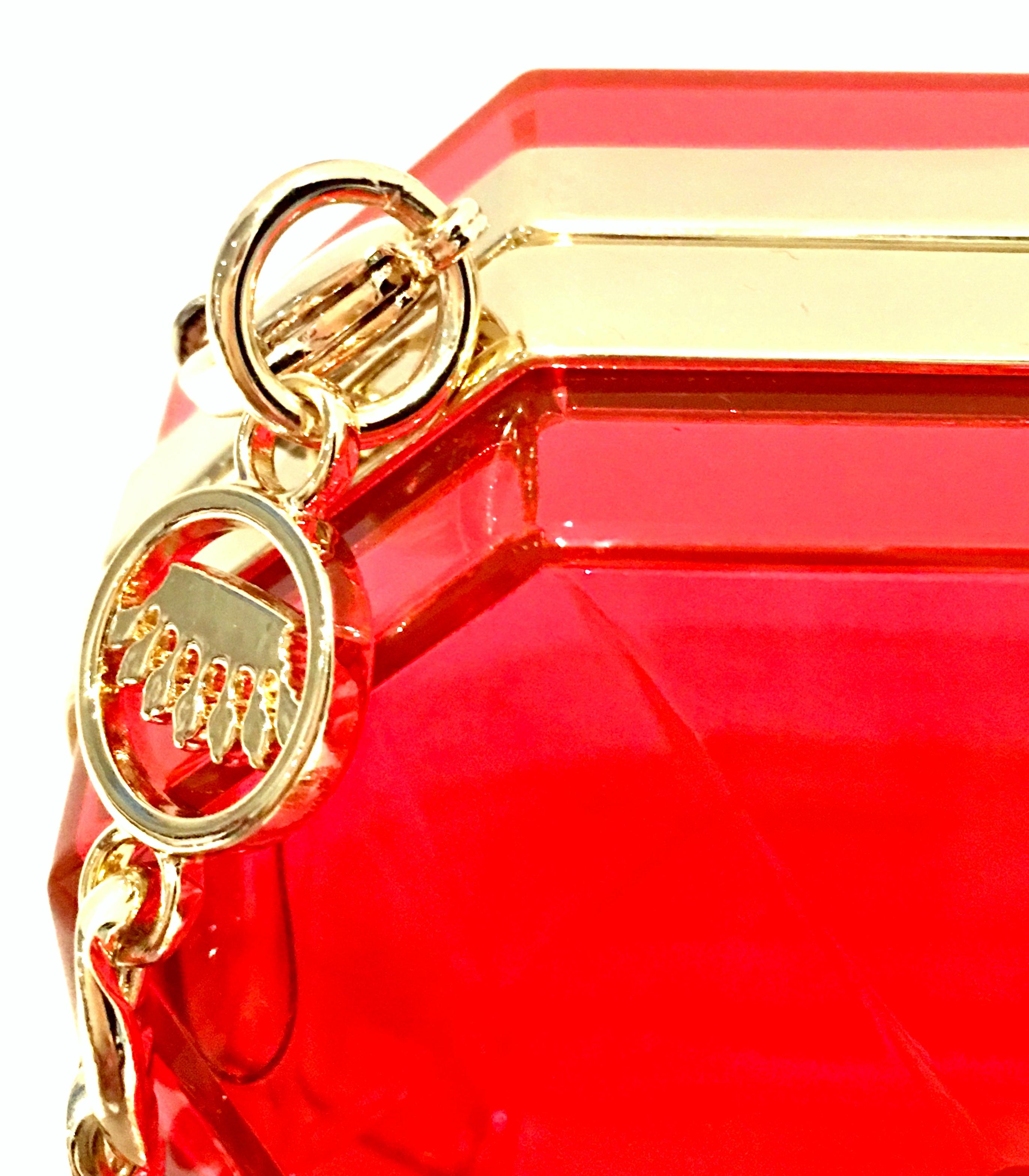 21st Century Lucite & Gold Minaudiere Clutch Hand Bag By, Juicy Couture For Sale 4