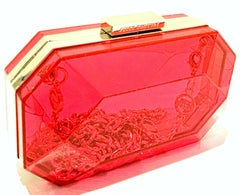 21st Century Lucite & Gold Minaudiere Clutch Hand Bag By, Juicy Couture