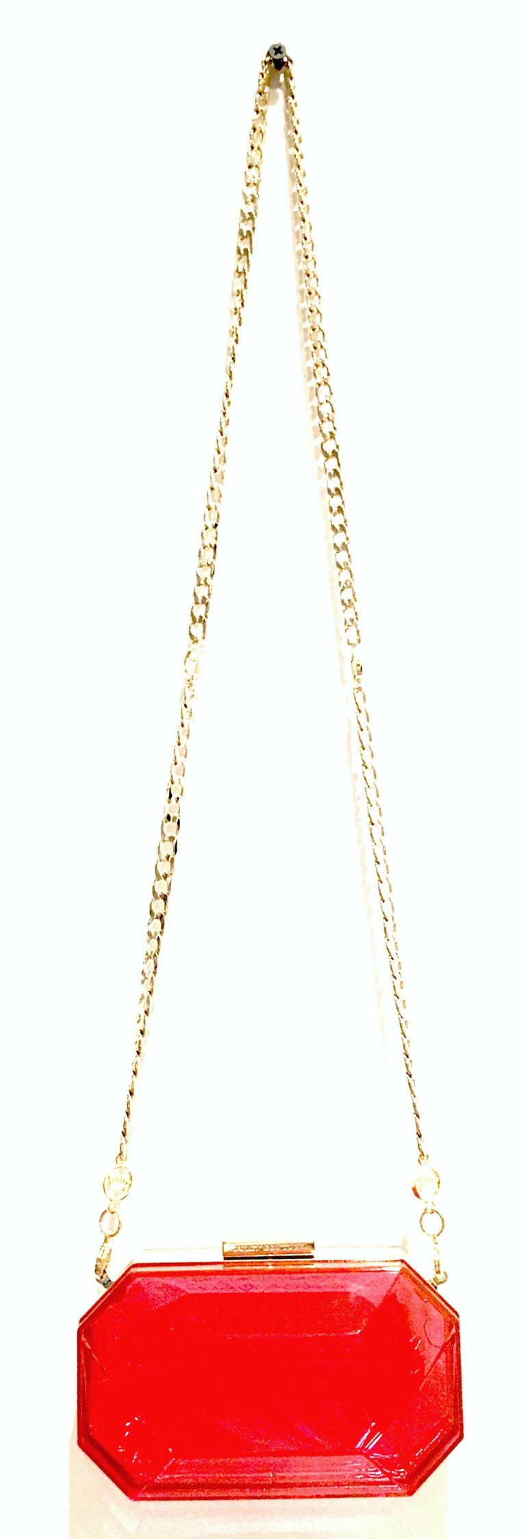 21st Century Lucite and Gold Minaudiere Clutch Hand Bag By, Juicy