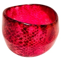 21st Century Lucite Metallic Python Print Bangle Bracelet
