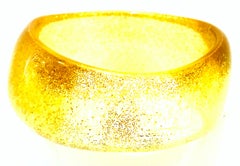 21st Century Lucite Metallic Yellow & Gold Oblong Bangle Bracelet