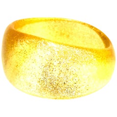 21st Century Lucite Metallic Yellow 
Gold Oblong Bangle Bracelet