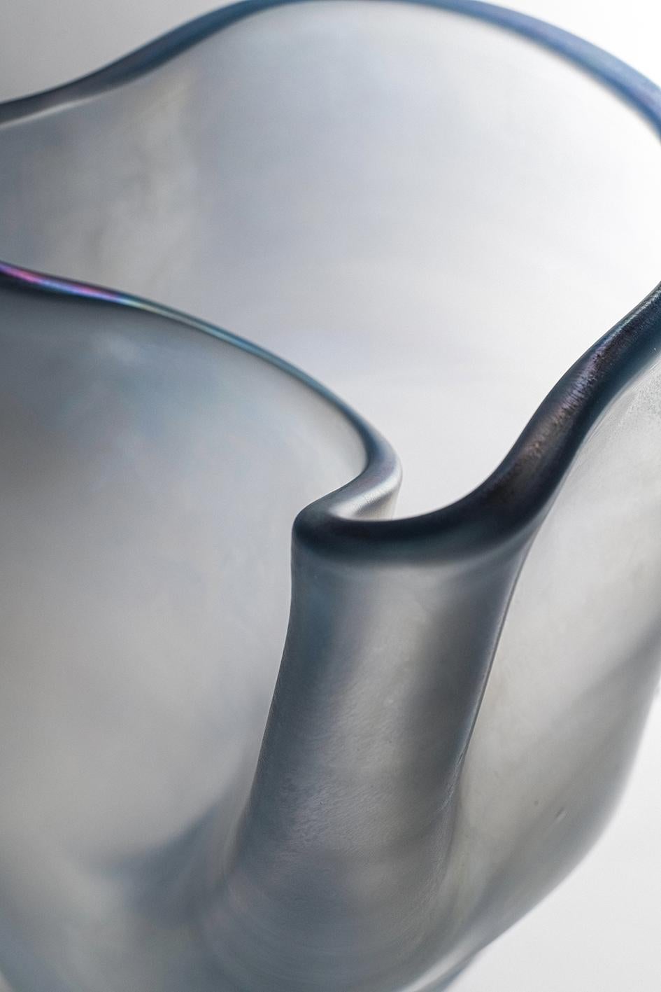21st Century Ludovica+Roberto Palomba Laguna Bacan Vase Murano Glass Steel Grey In New Condition For Sale In Brembate di Sopra (BG), IT