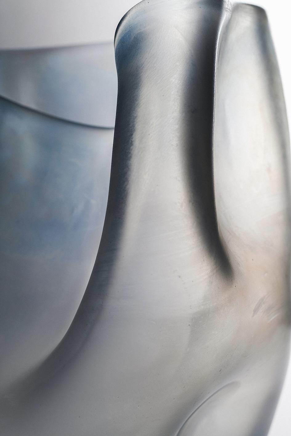 Contemporary 21st Century Ludovica+Roberto Palomba Laguna Bacan Vase Murano Glass Steel Grey For Sale