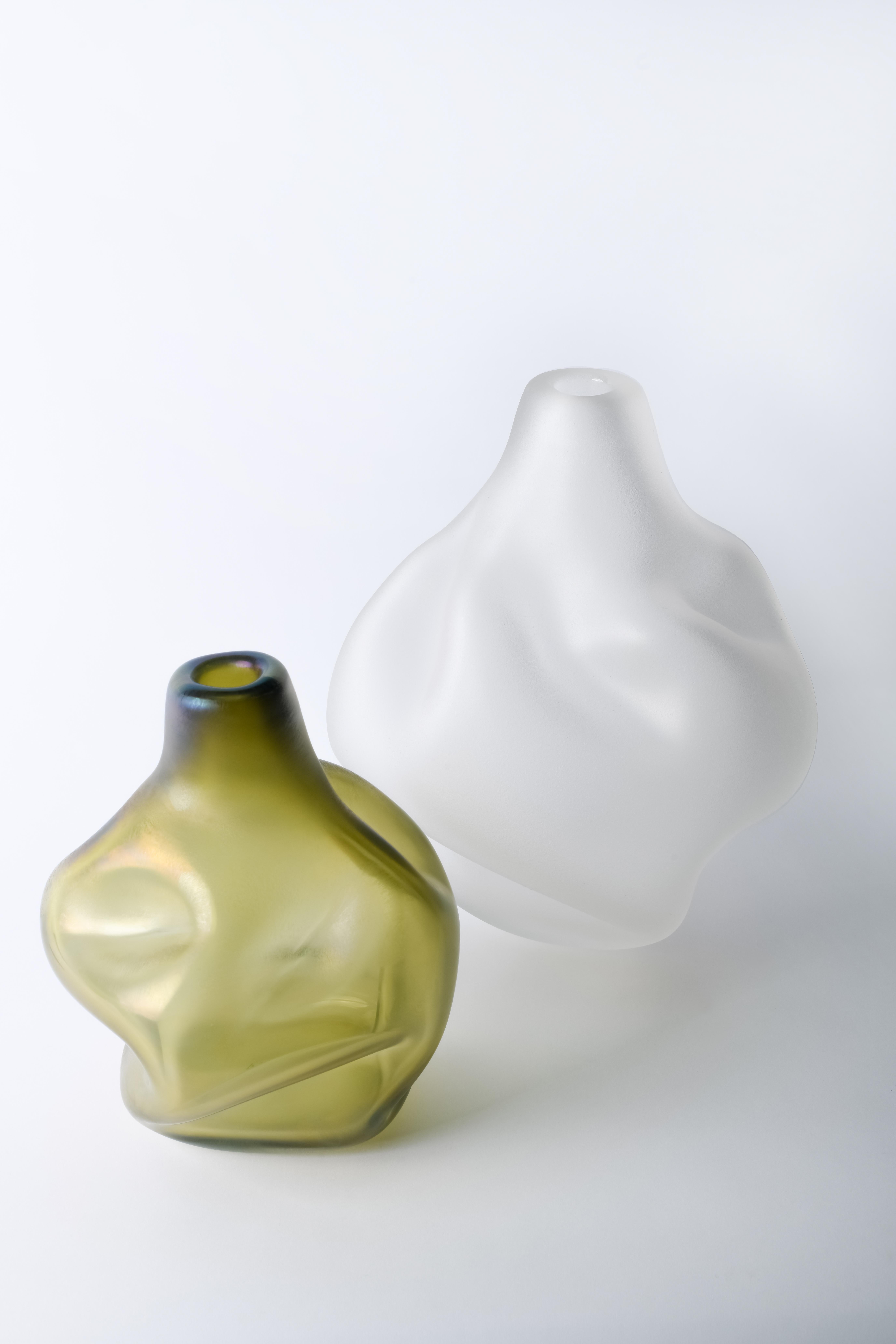 Italian 21st Century Ludovica+Roberto Palomba Laguna Caigo Small Vase Murano Moss Green For Sale