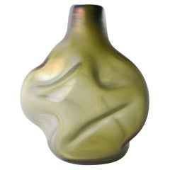 21e siècle Vase Ludovica+Roberto Palomba Laguna Caigo en verre de Murano vert mousse