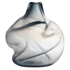 21st Century Ludovica + Roberto Palomba Vaso Laguna Caigo Vetro di Murano Grigio Acciaio
