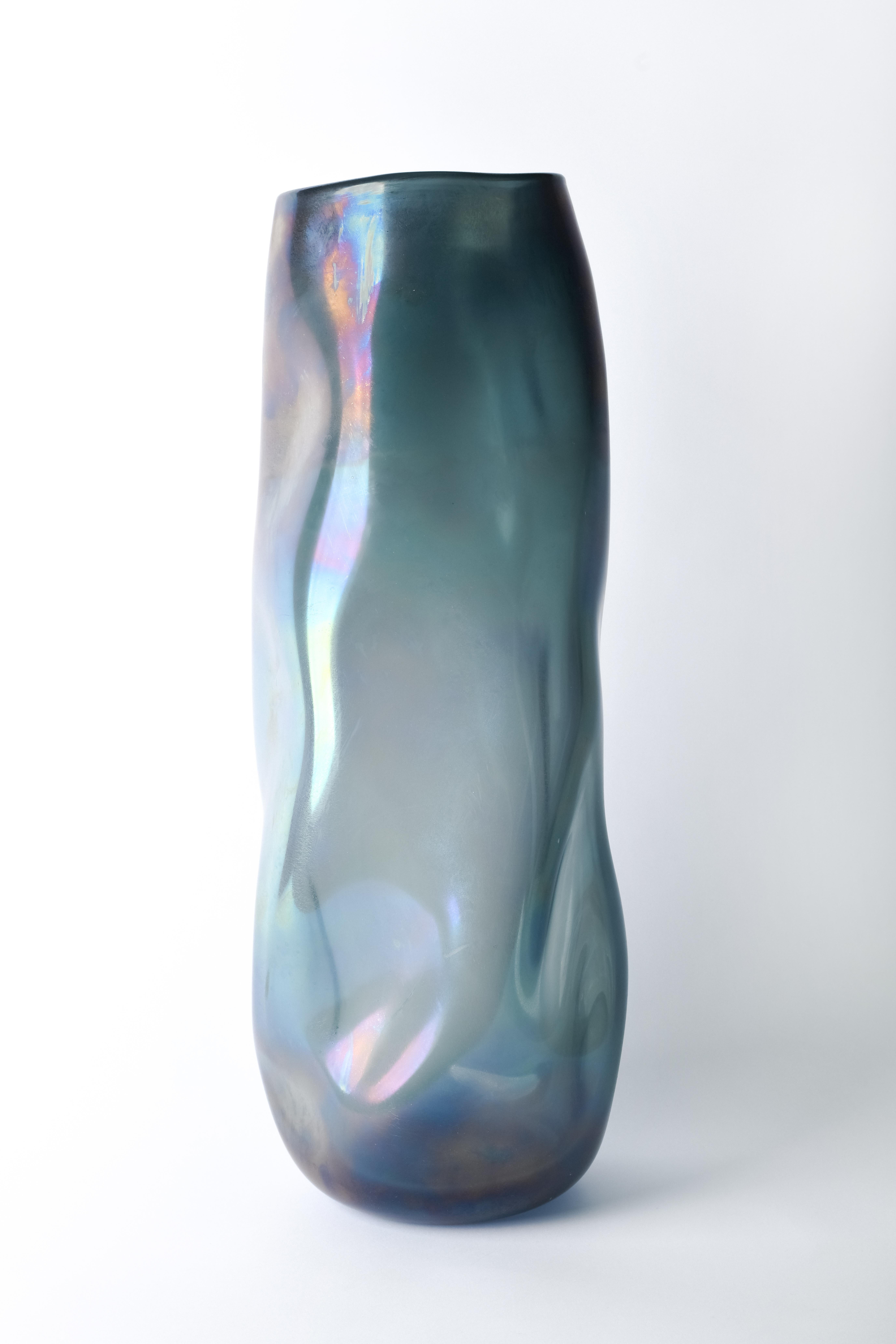 Modern 21st Century Ludovica+Roberto Palomba Laguna Canal Vase Murano Glass Deep Blue For Sale