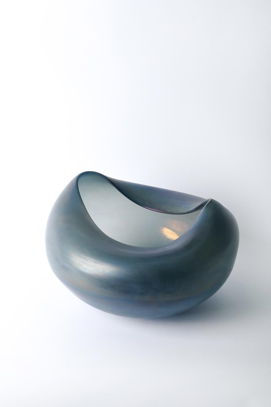 Modern 21st Century Ludovica+Roberto Palomba Laguna Ghebo Vase Murano Glass Deep Blue For Sale